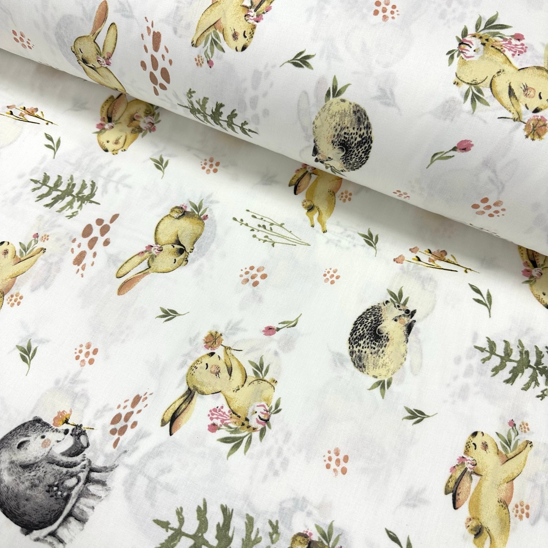 Running Rabbits Poplin Fabric