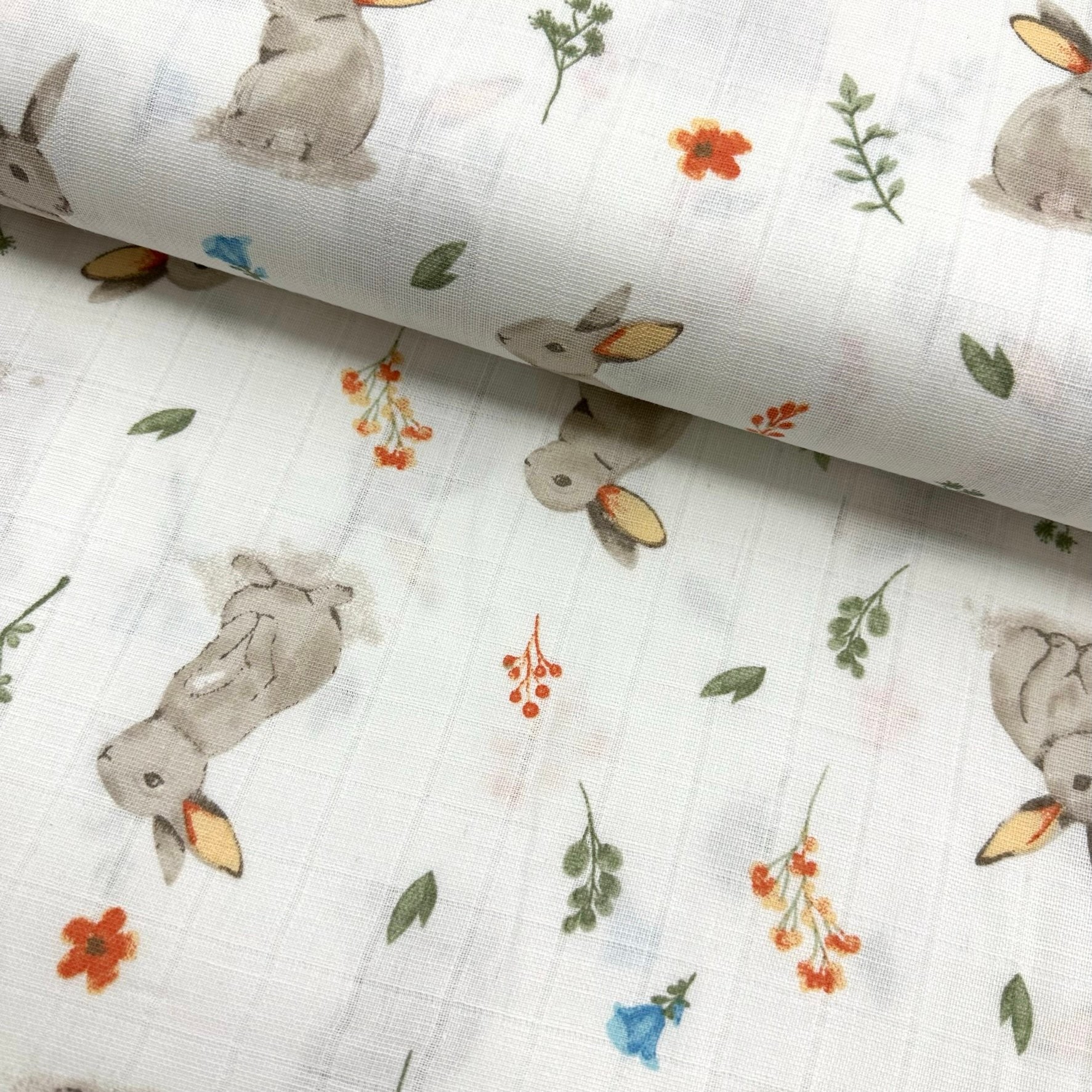 Meadow Rabbit Muslin Cloth Fabric