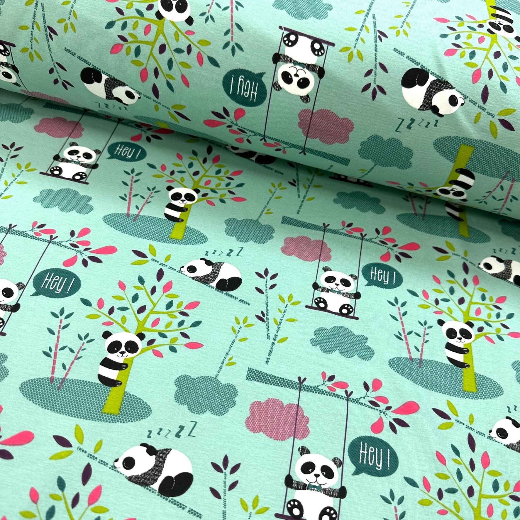 Small Panda Cotton Jersey Fabric