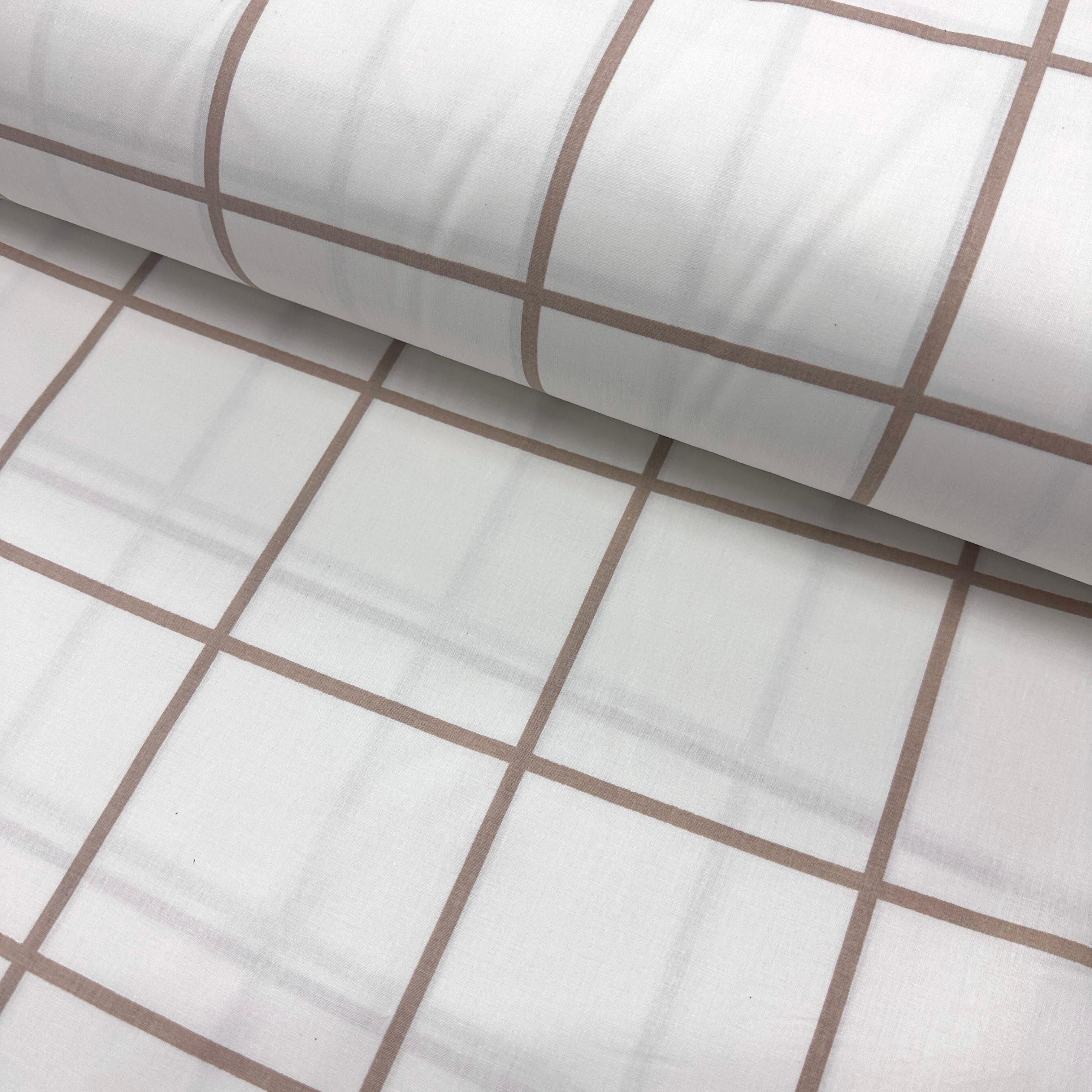 Colored Squares On White Poplin Fabric