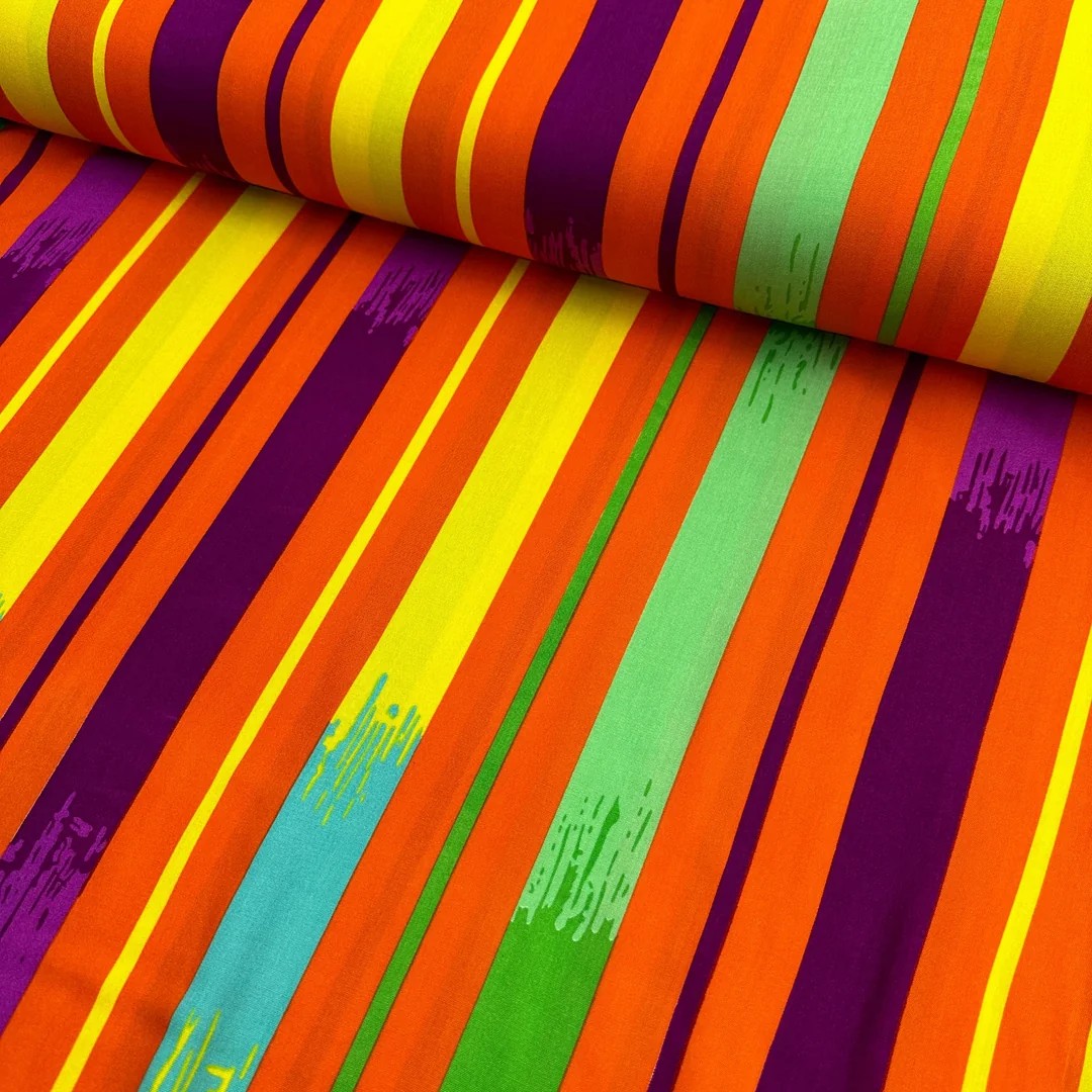 Painted Stripes Viscose Fabric