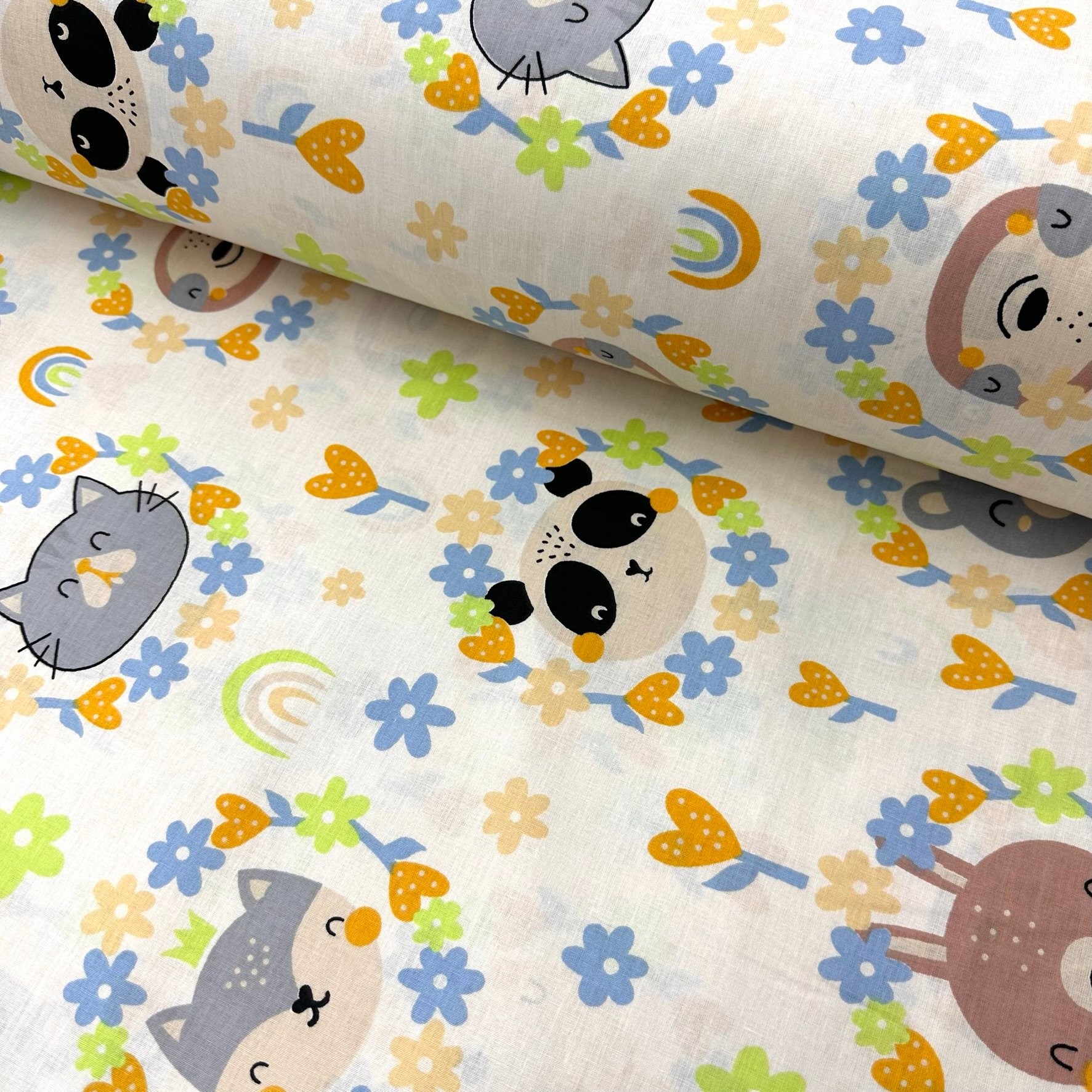 Flowering Animals Poplin Fabric