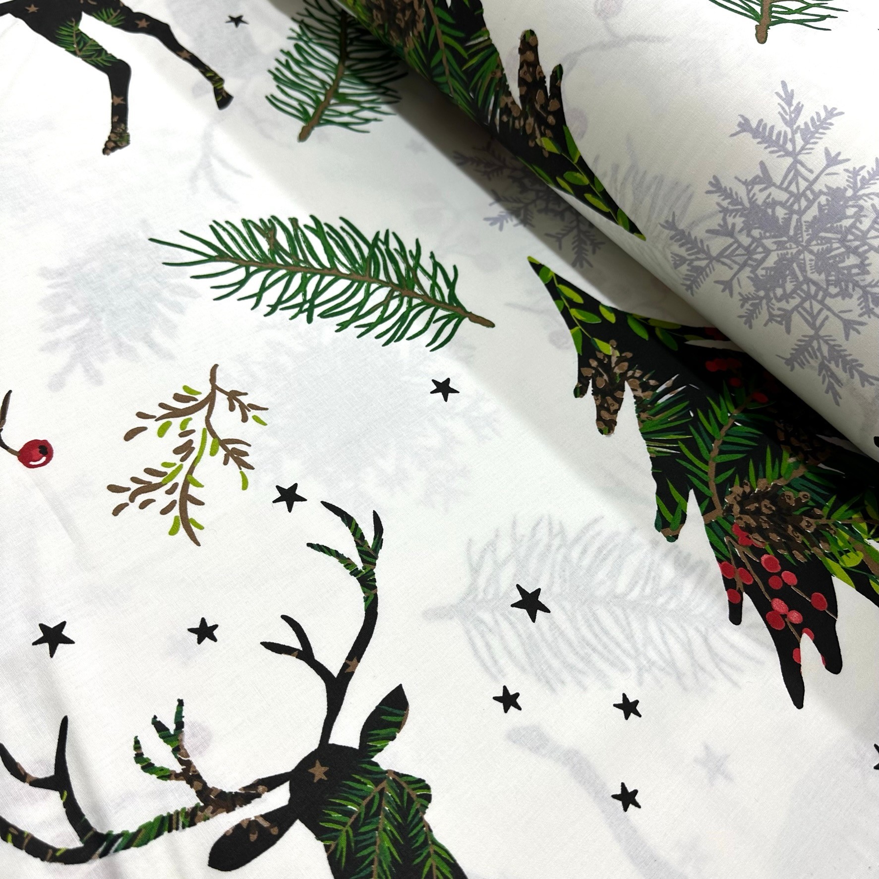 Deers in the Forest Poplin Fabric