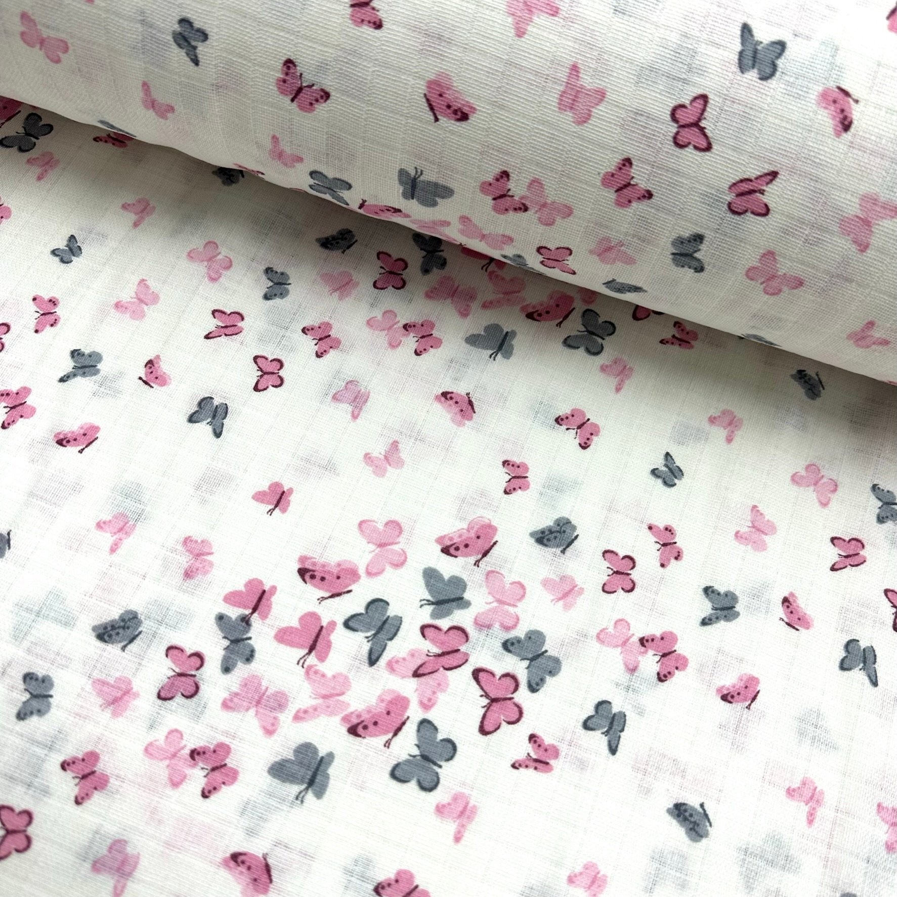 Pastel Butterflies Muslin Cloth Fabric