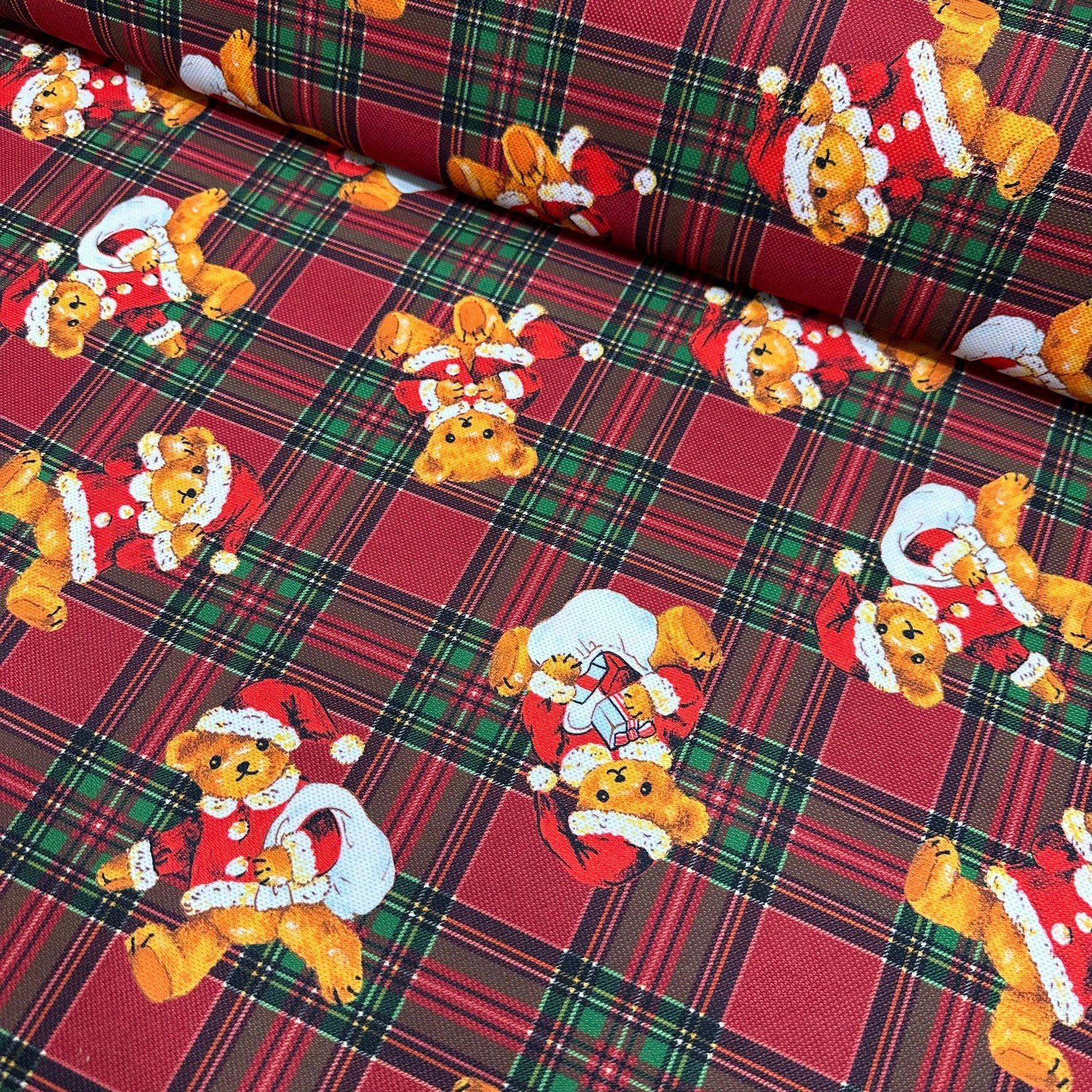 Christmas Plaid Bears Digital Printing Fabric