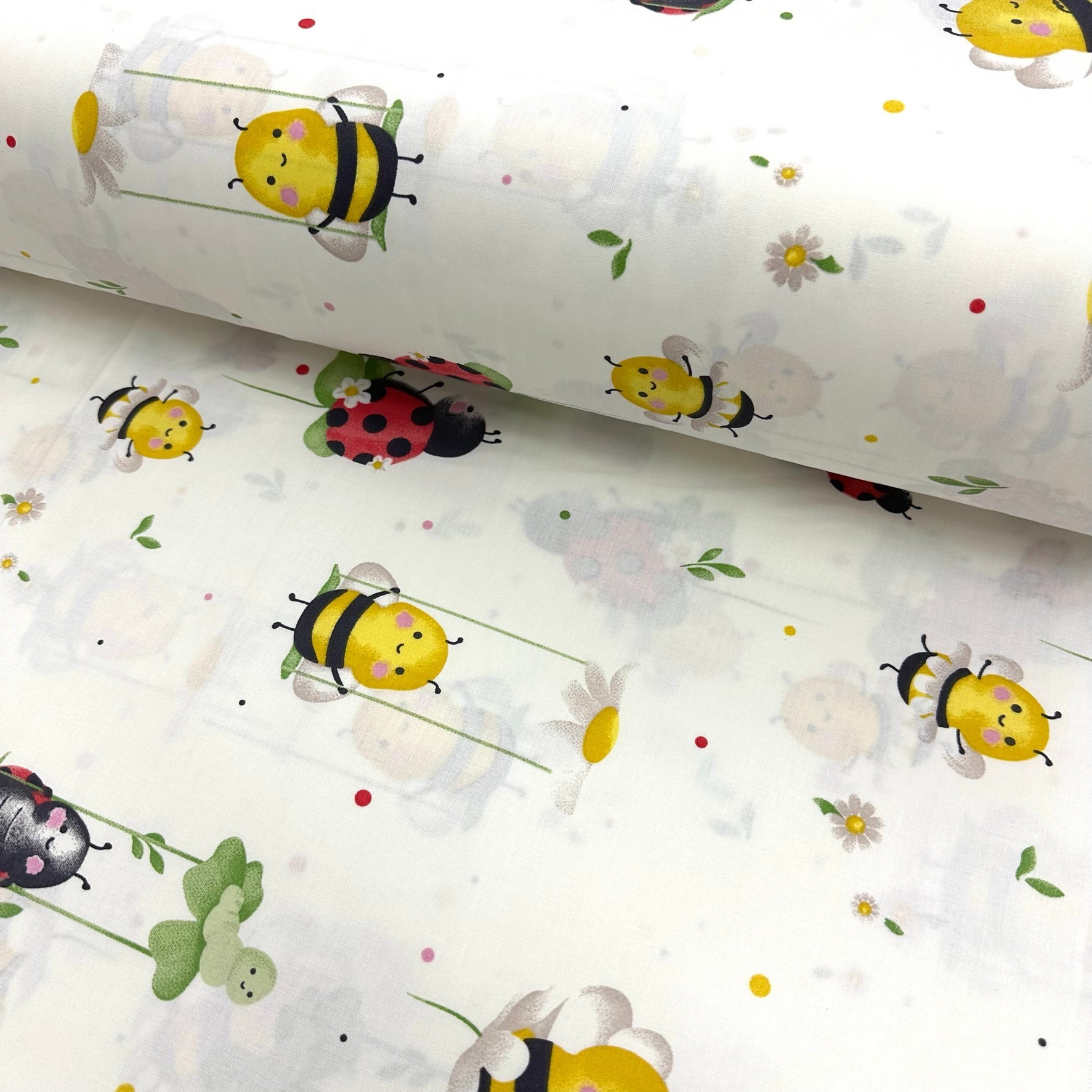 Bees On The Swing Poplin Fabric