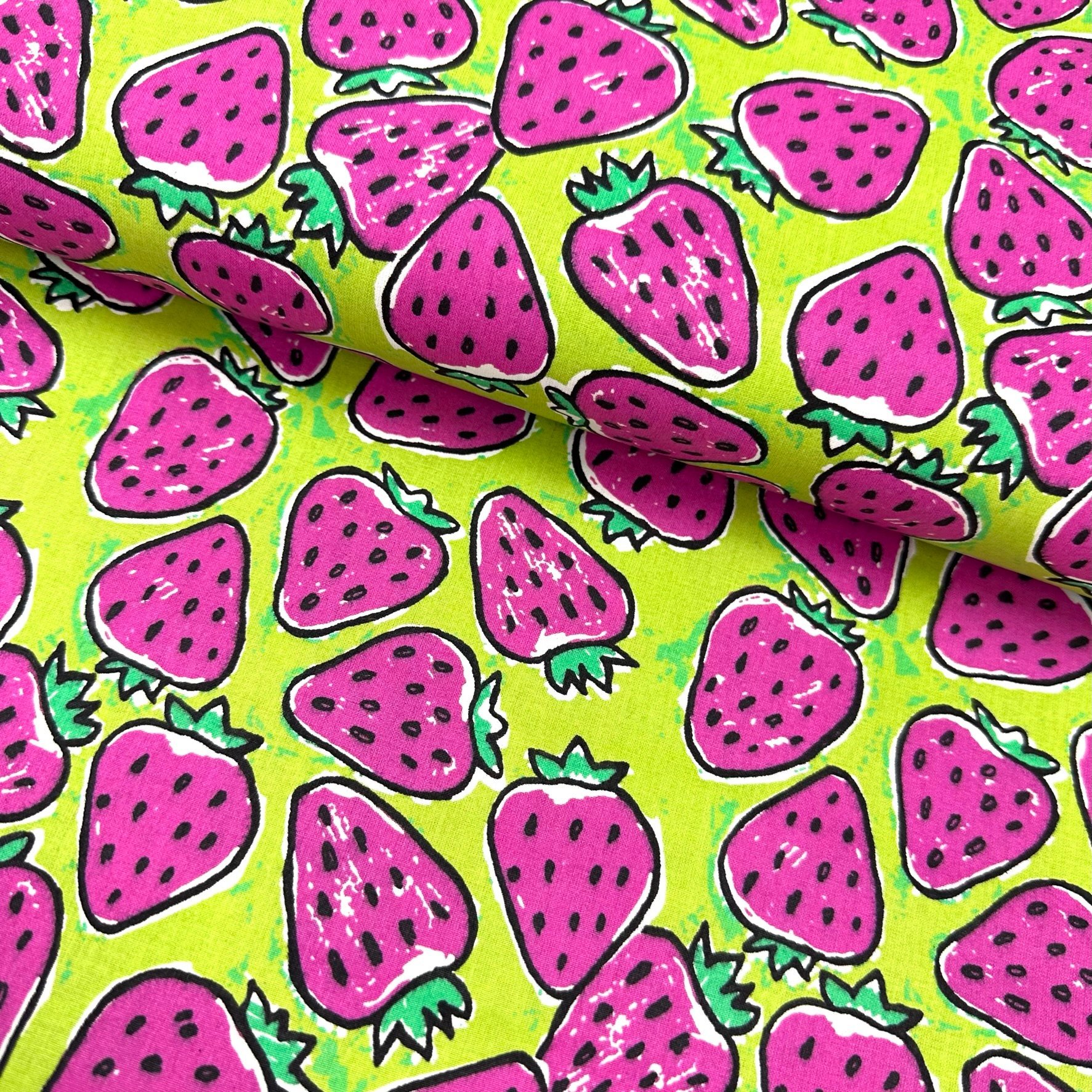 Strawberries Poplin Fabric