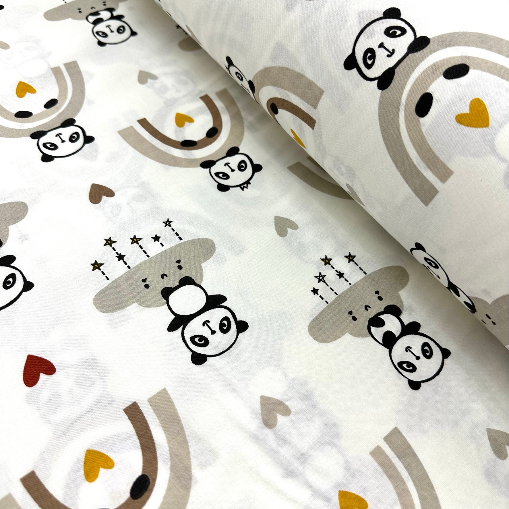 Panda Poplin Fabric In The Cloud