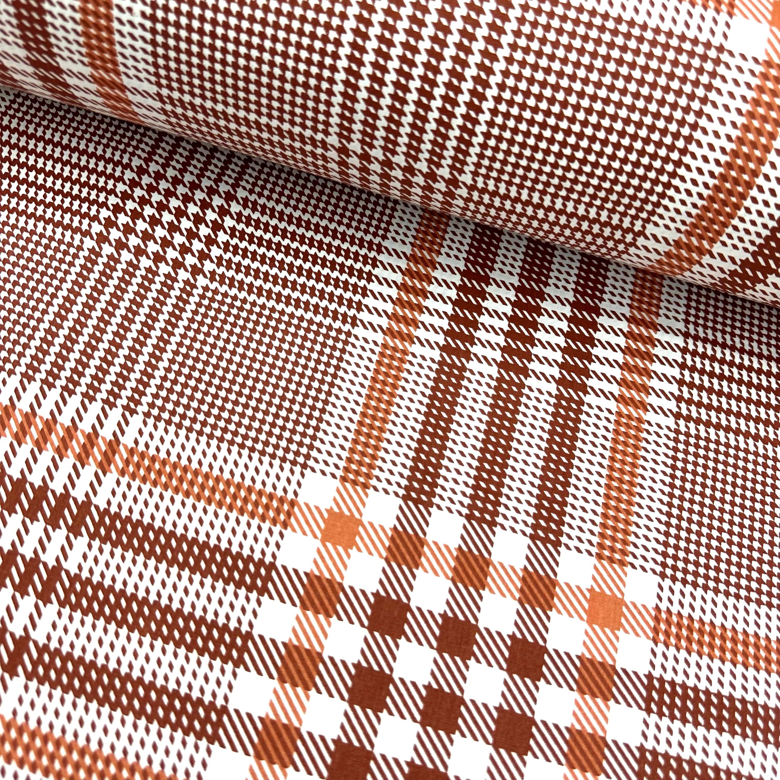 Dark Striped Squares Poplin Fabric