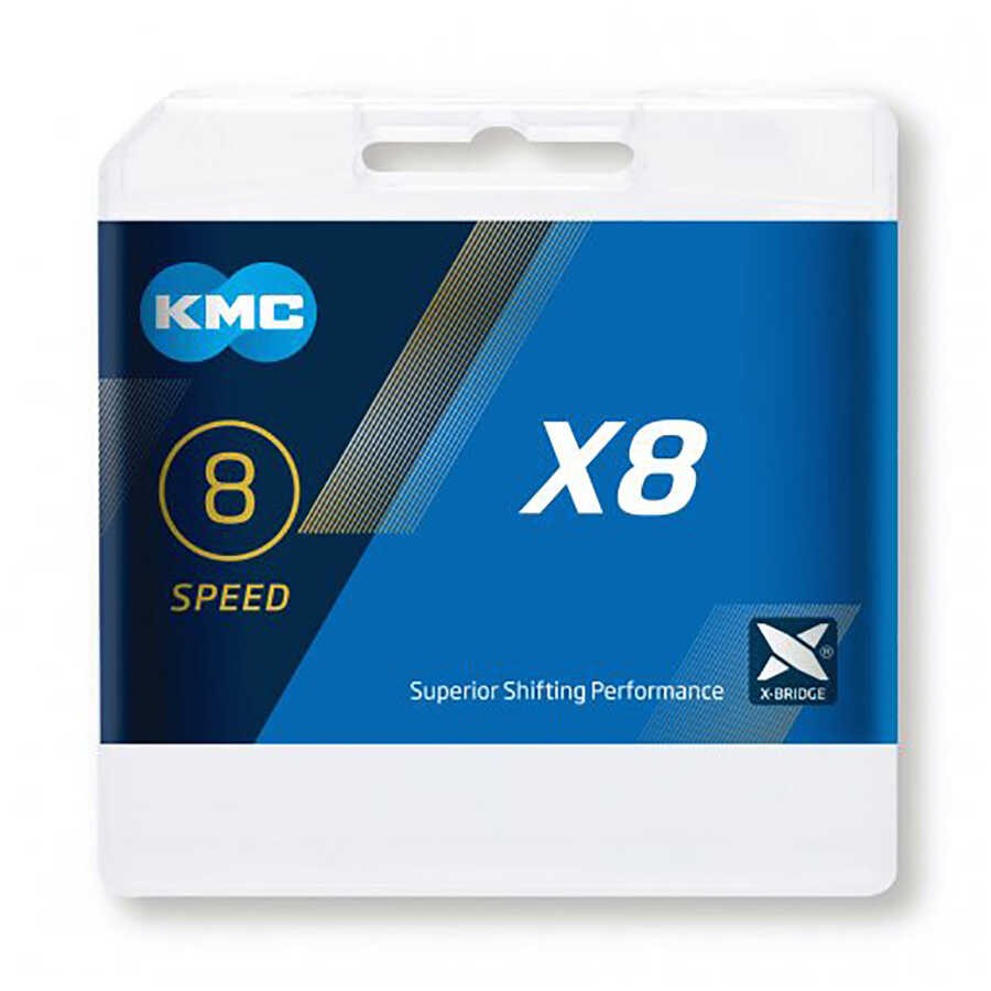 KMC X8 X-BridgeGümüş-Gri 114 Link Bisiklet Zinciri 6-7-8 Vites Uyumlu / Bisiklet