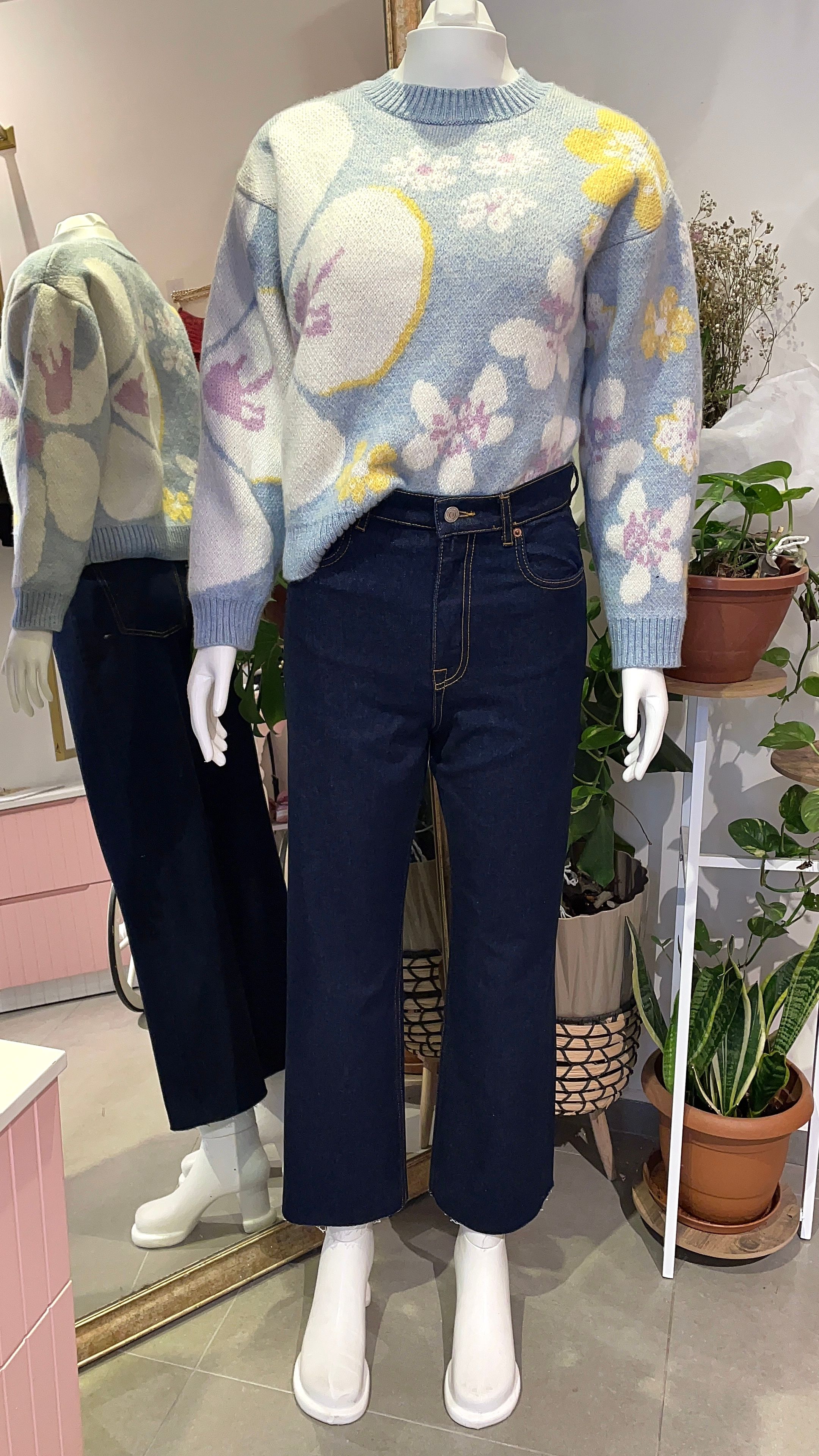 Kadın, Yüksek Bel, Bol Kesik Paça, Lacivert, Palazzo Jean, Denim, Kot Pantolon