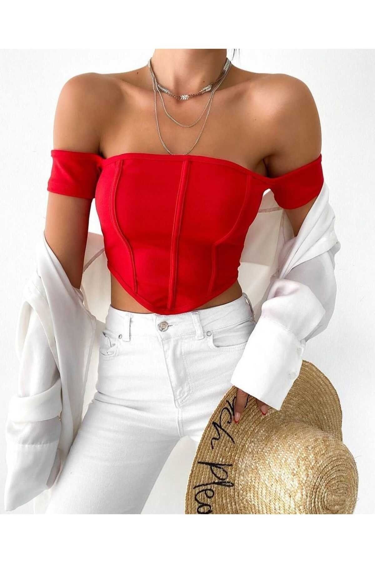 Sırt Fermuarlı Korse Crop