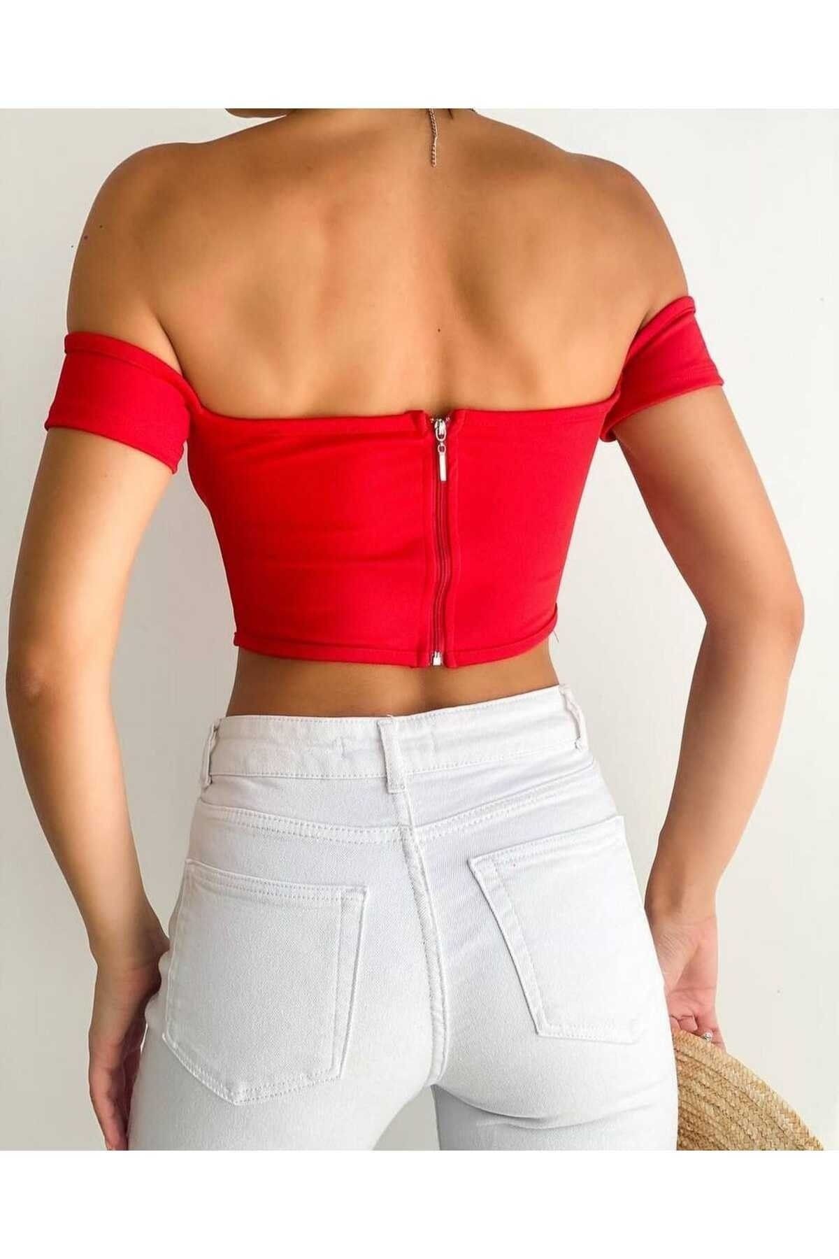 Sırt Fermuarlı Korse Crop