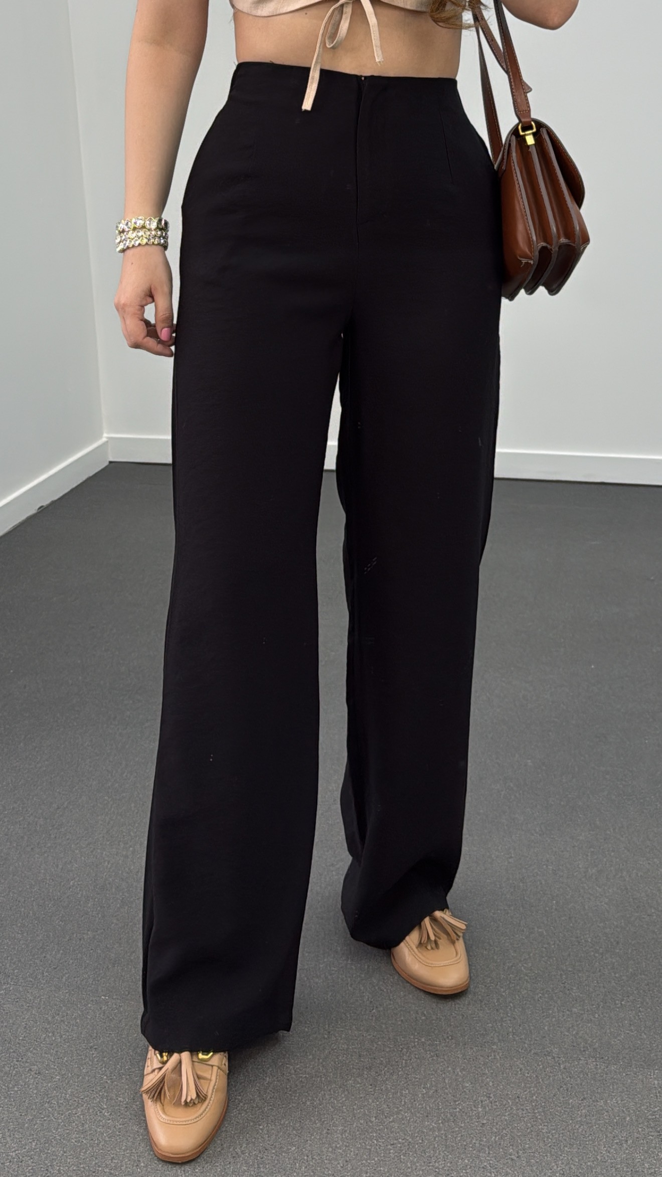 Pantaloni Palazzo din modal negri Benan