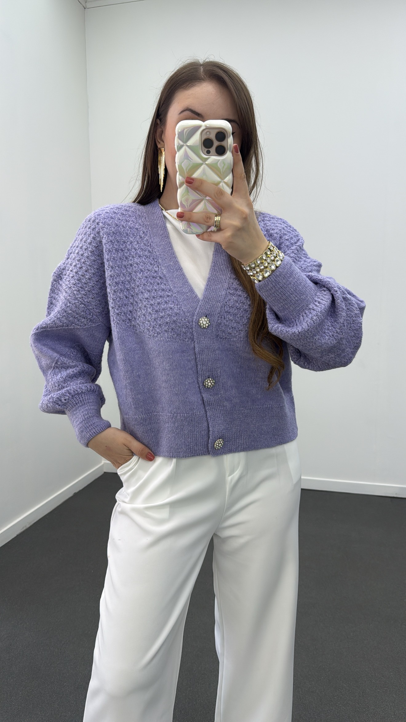 Cardigan accesoriu Laila Purple Stone