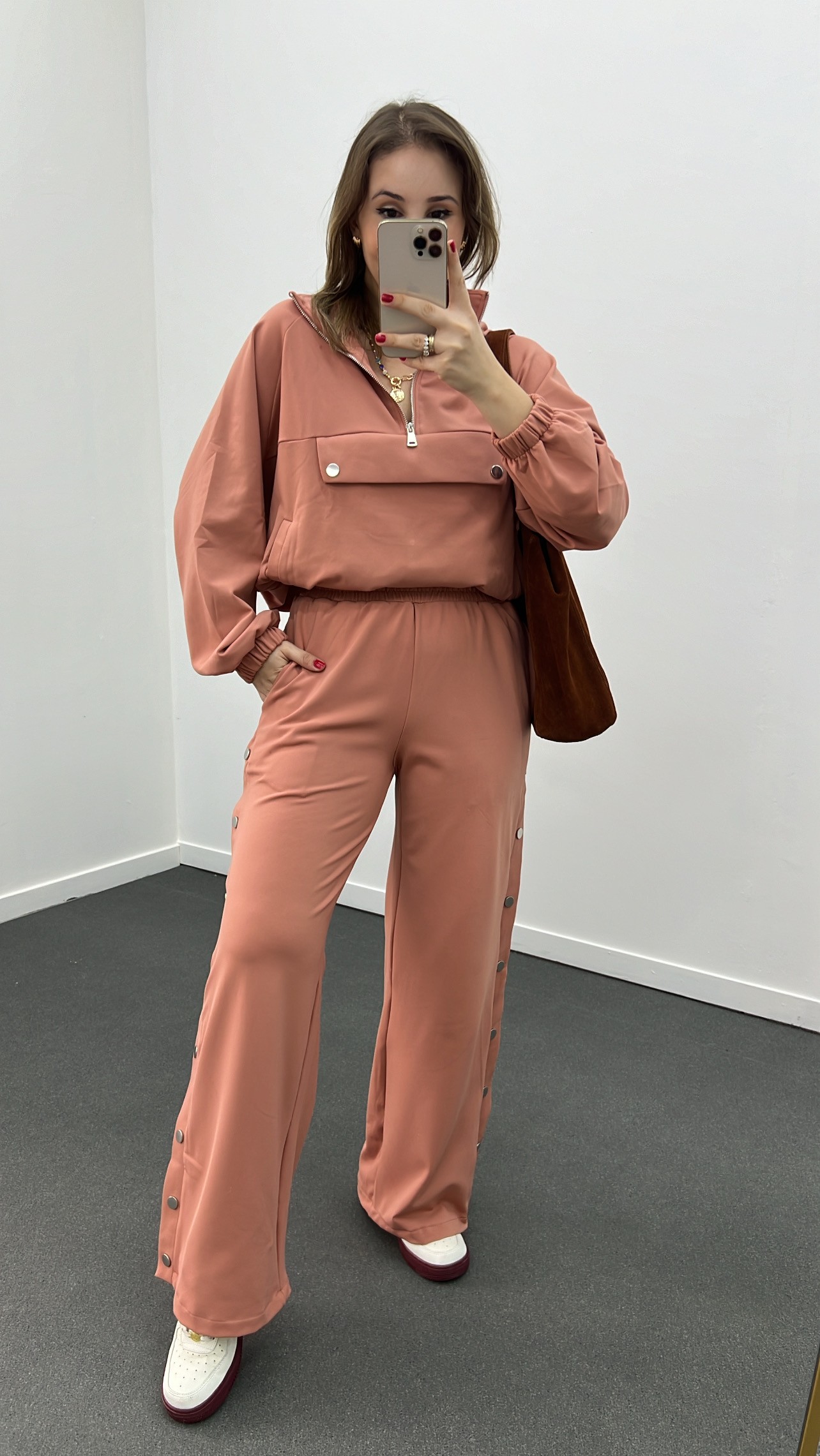 Set de pantaloni pentru hanorac Ambre Dusty Rose, super flexibil, din material moale