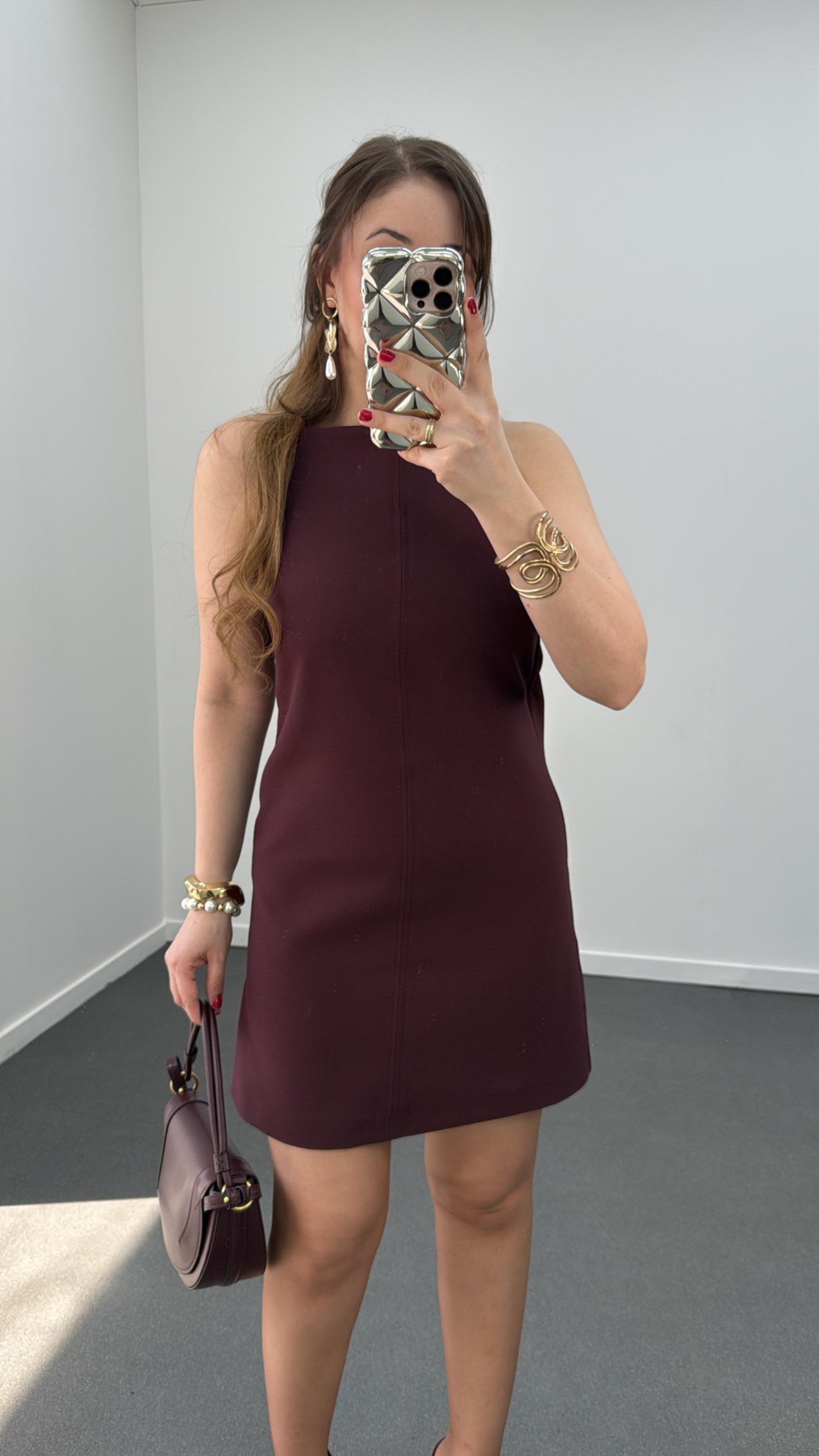 Carina Bordo Halter Yaka Elbise