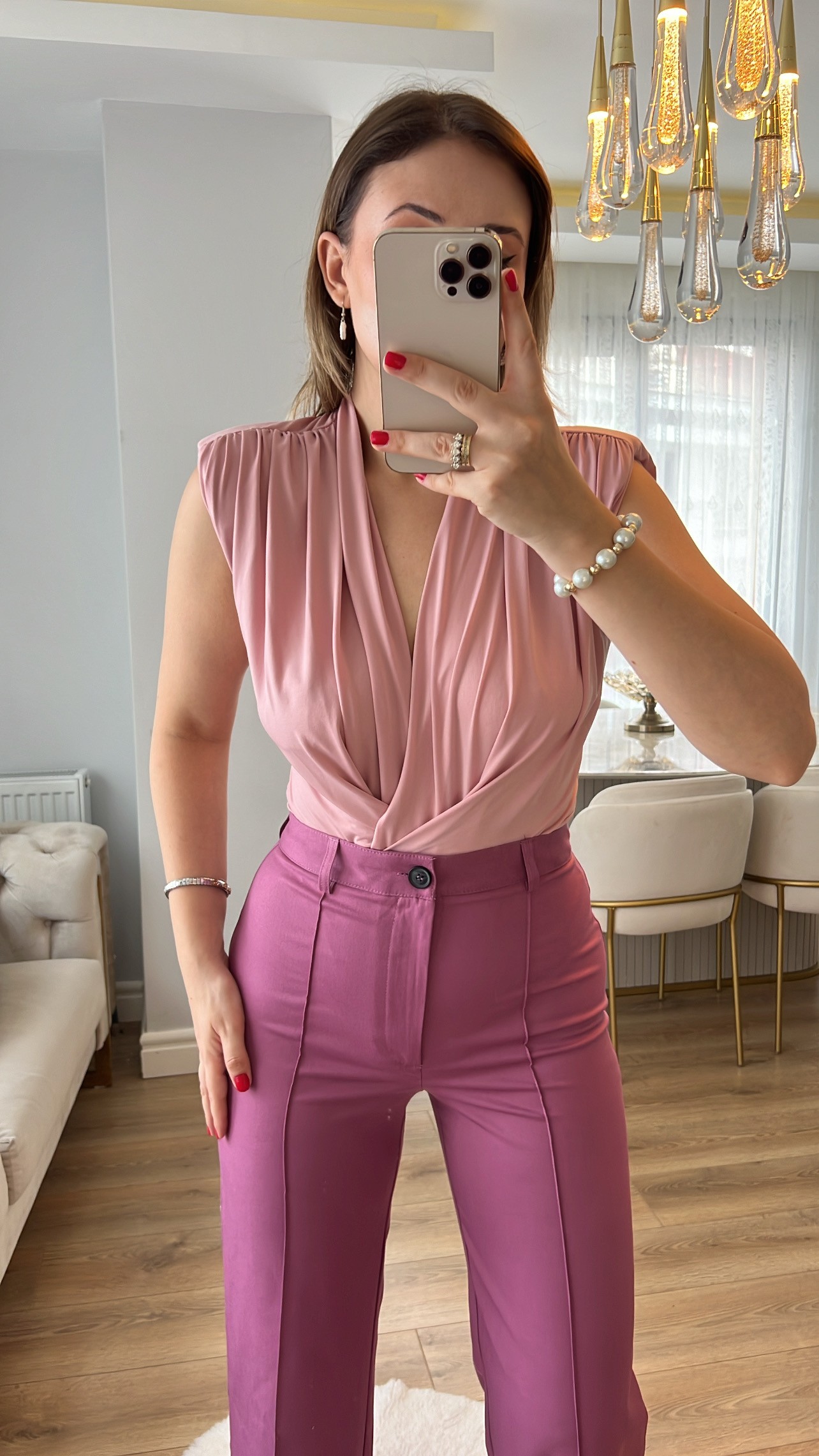 Toz Pembe Vatkalı Sandy Bodysuit