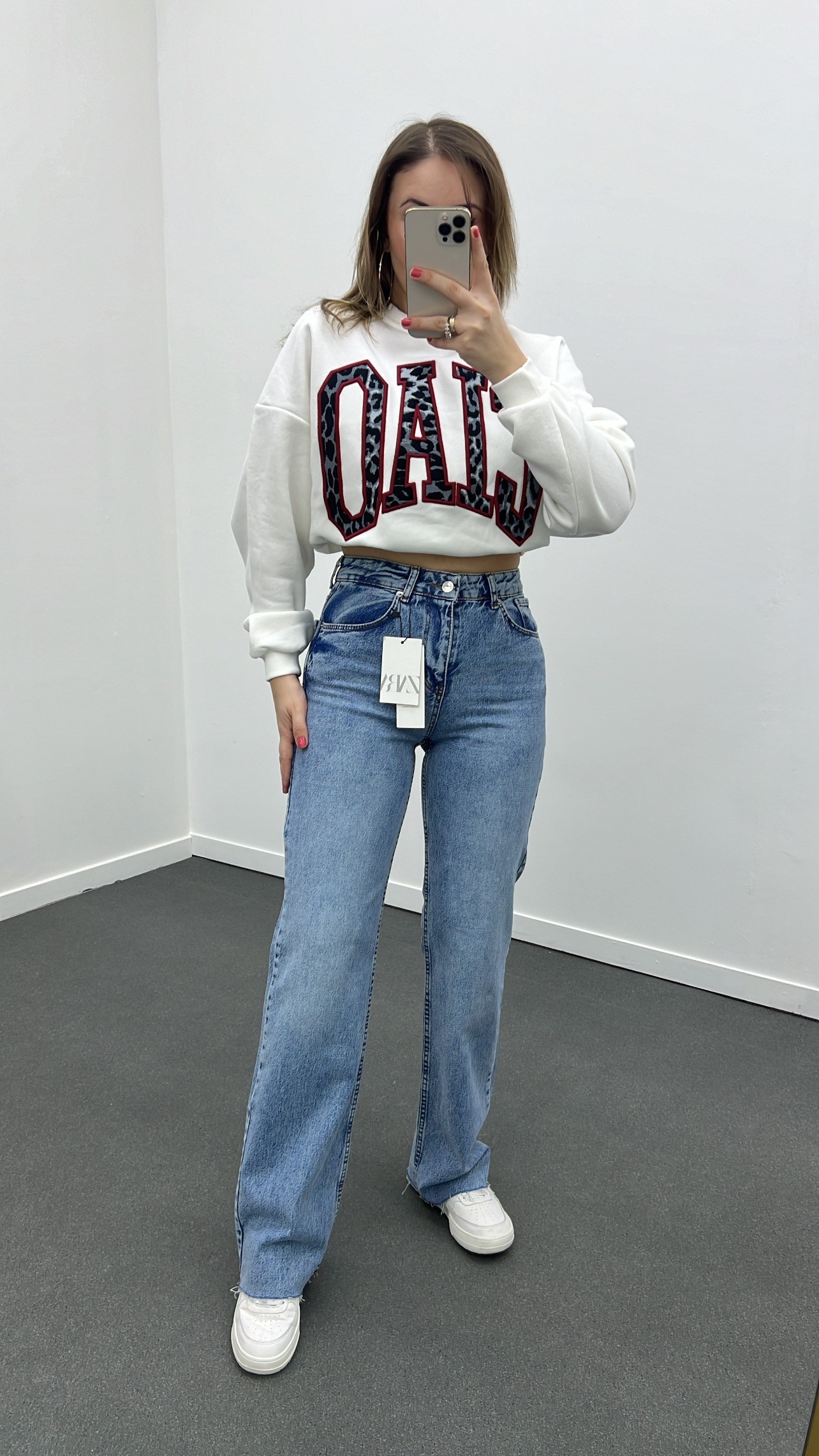 Roma Orta Kot Yıkamalı Wide Leg Jeans