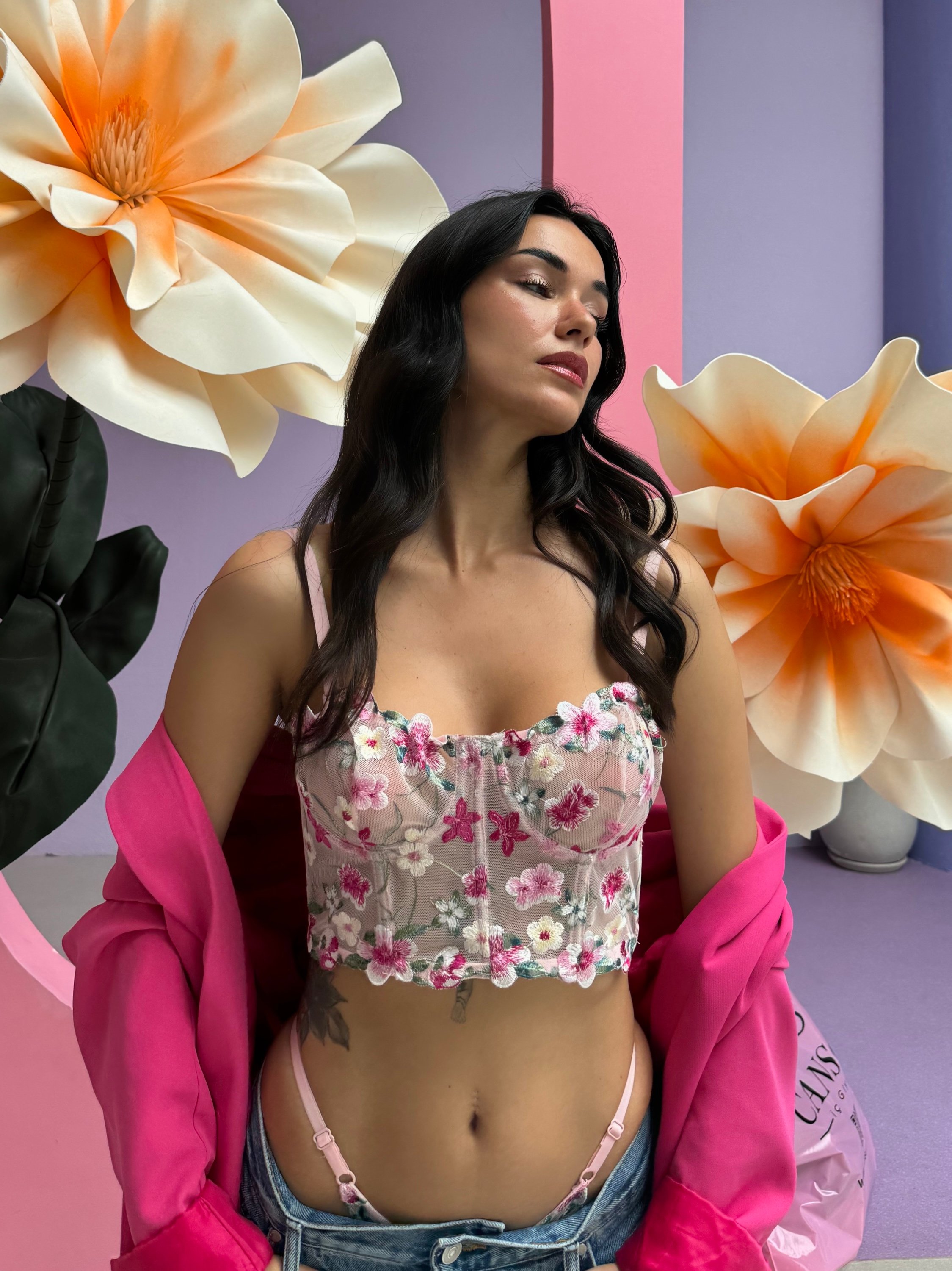 Irina Pembe Çiçekli Bralet Takımı