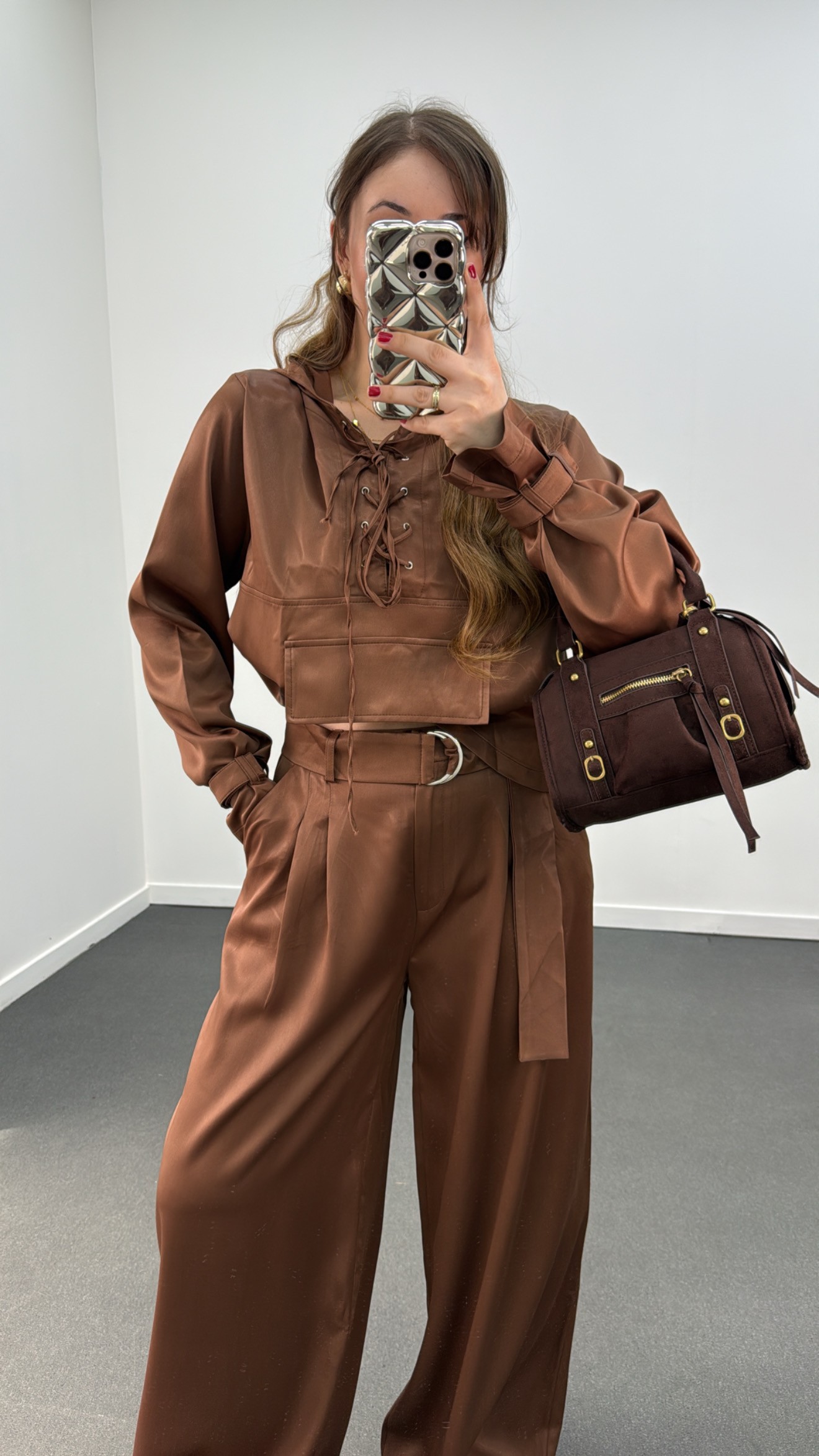 Gloria Kahve Premium Kapüşonlu Sweat Ve Pantolon Takım