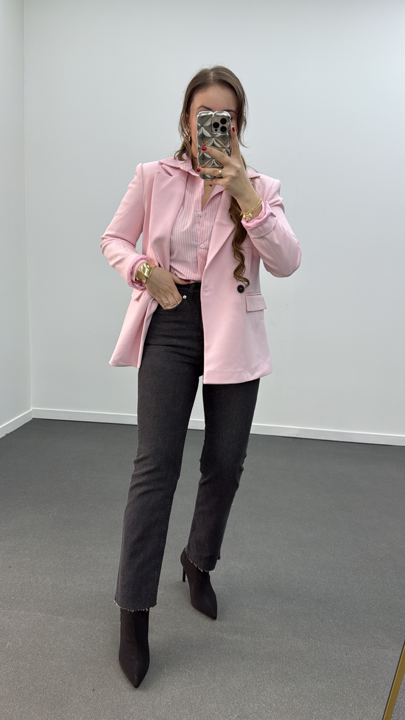 Jean Juliet Antracit Denim, cu talie înaltă, slim fit