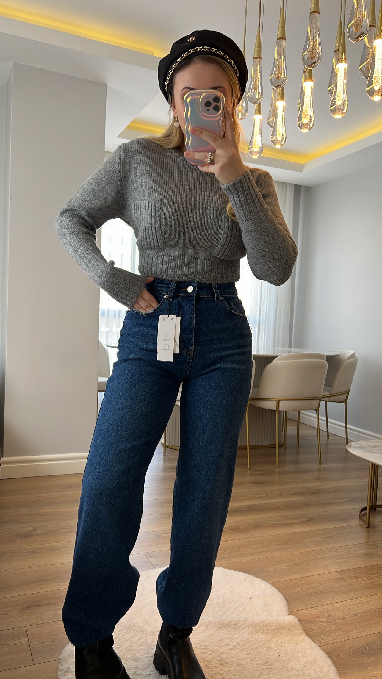 Olivia Lacivert Yıkama 90's Straight Vintage Jeans