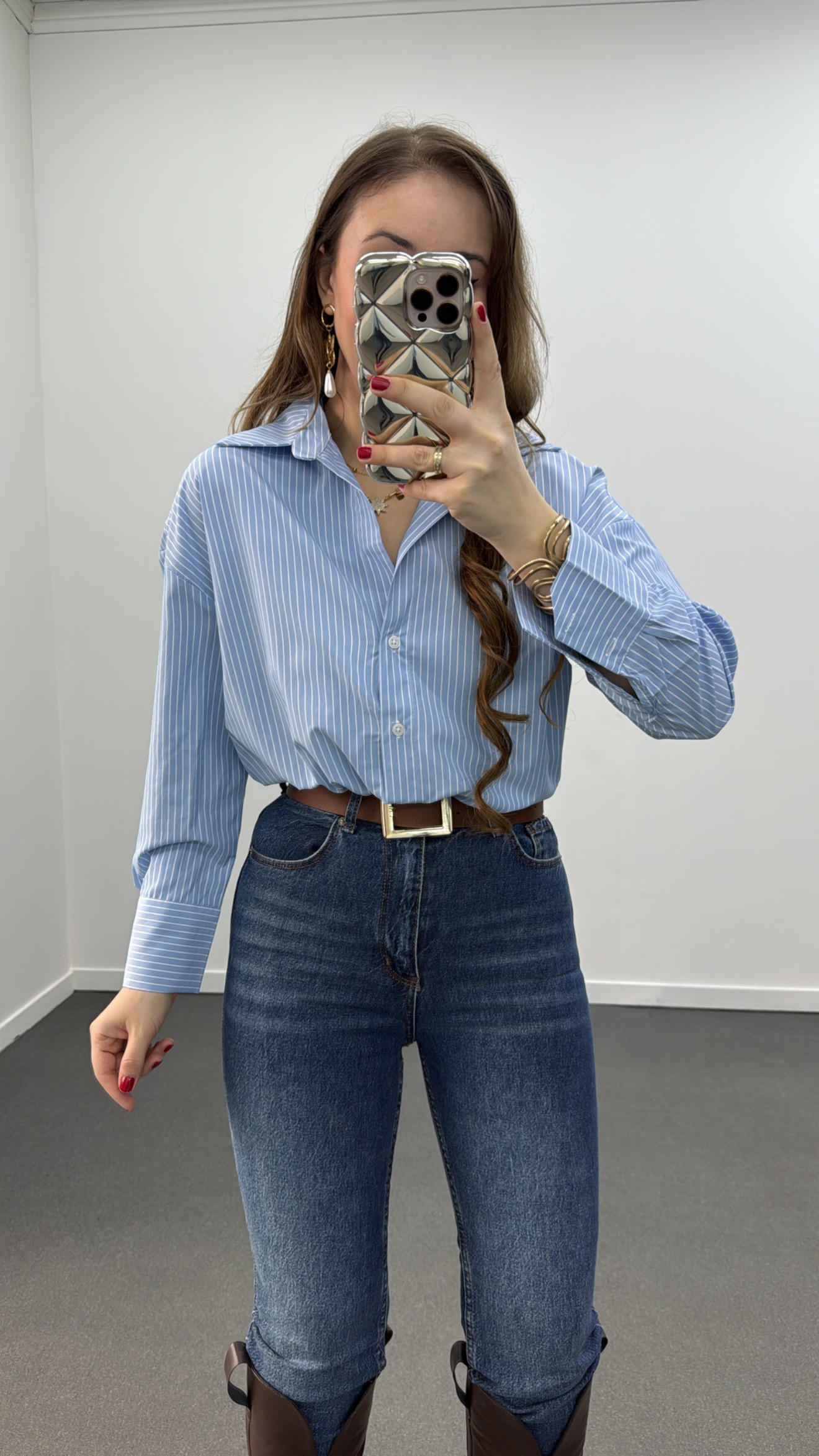 Cămașă cu dungi Linda Baby Blue