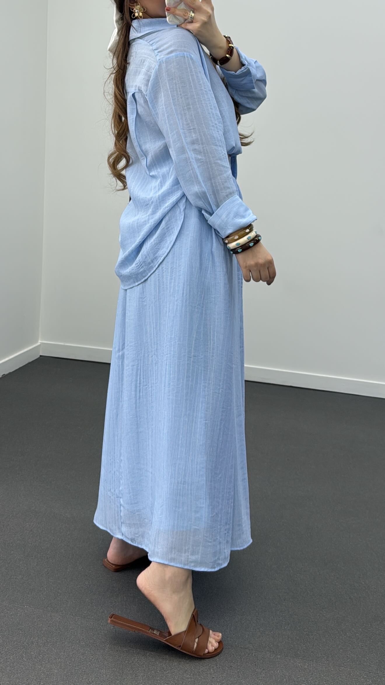 Fusta Maxi Hestia Blue Tencel