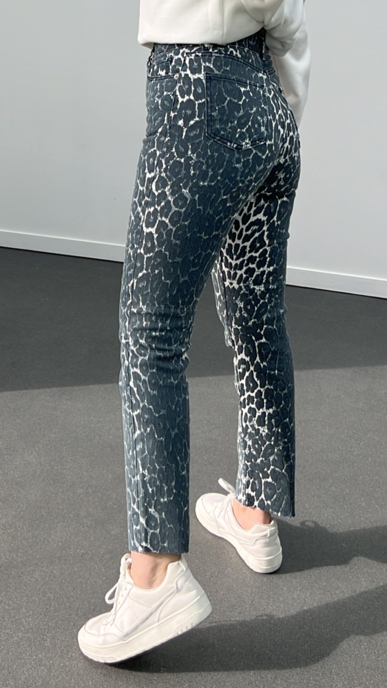 Juliet Antrasit Leopar Kot Yüksek Bel Slim Fit Jean