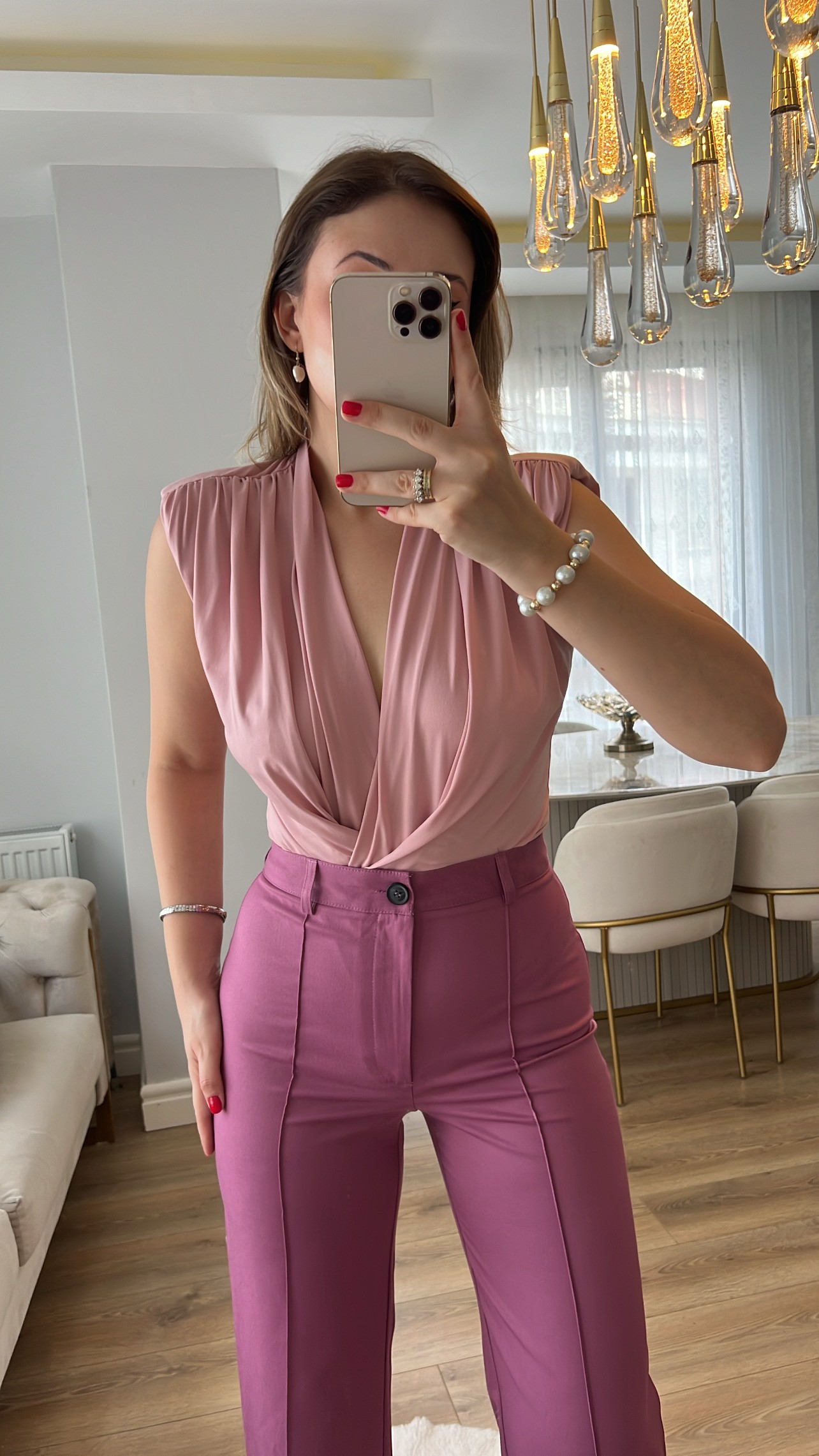 Toz Pembe Vatkalı Sandy Bodysuit