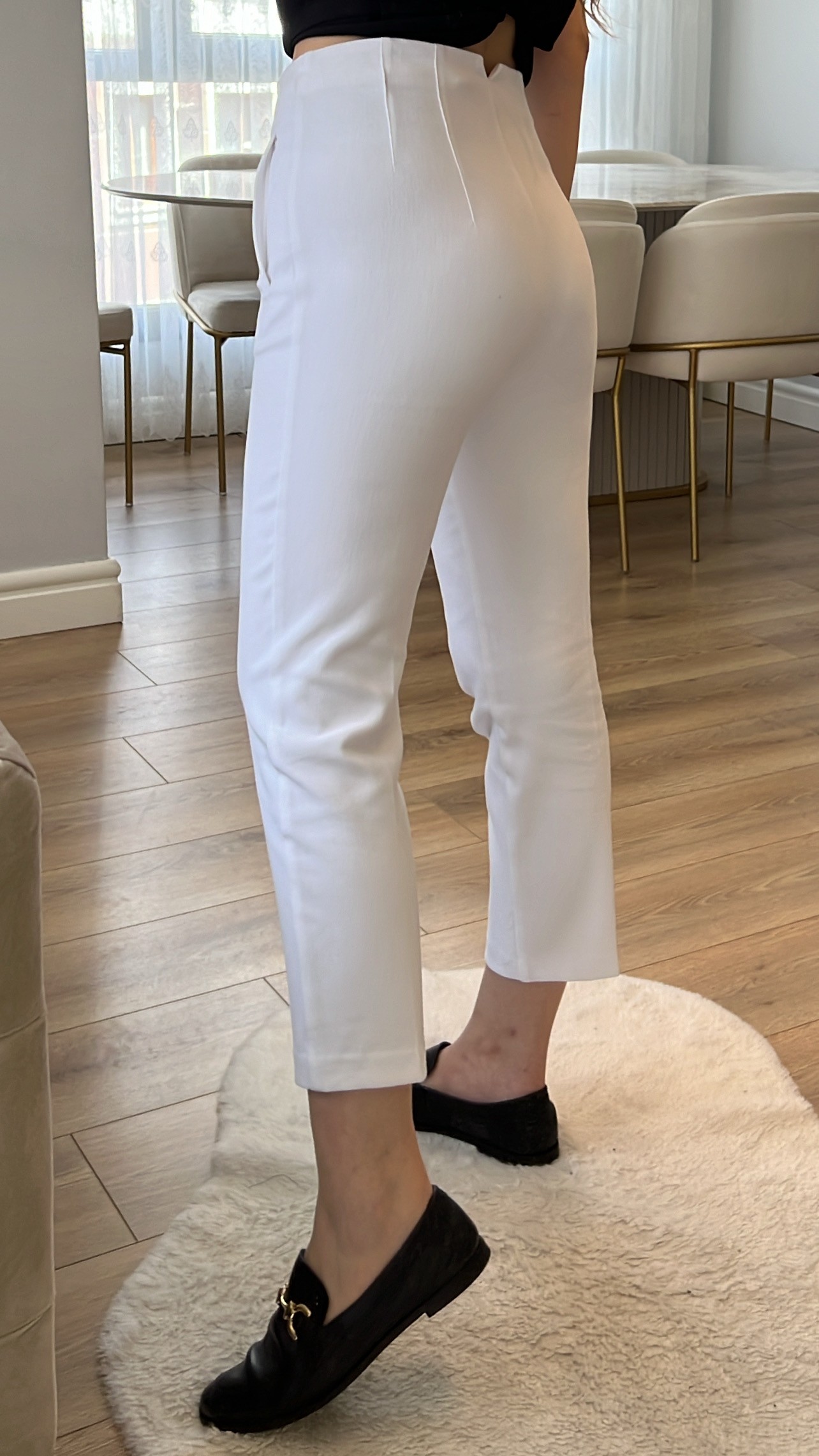ZR Beyaz Pensli Kumaş Pantolon