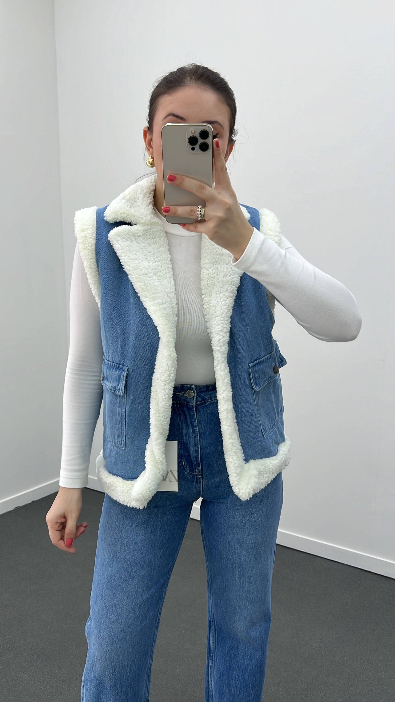 Katejan İçi Kürklü Denim Yelek