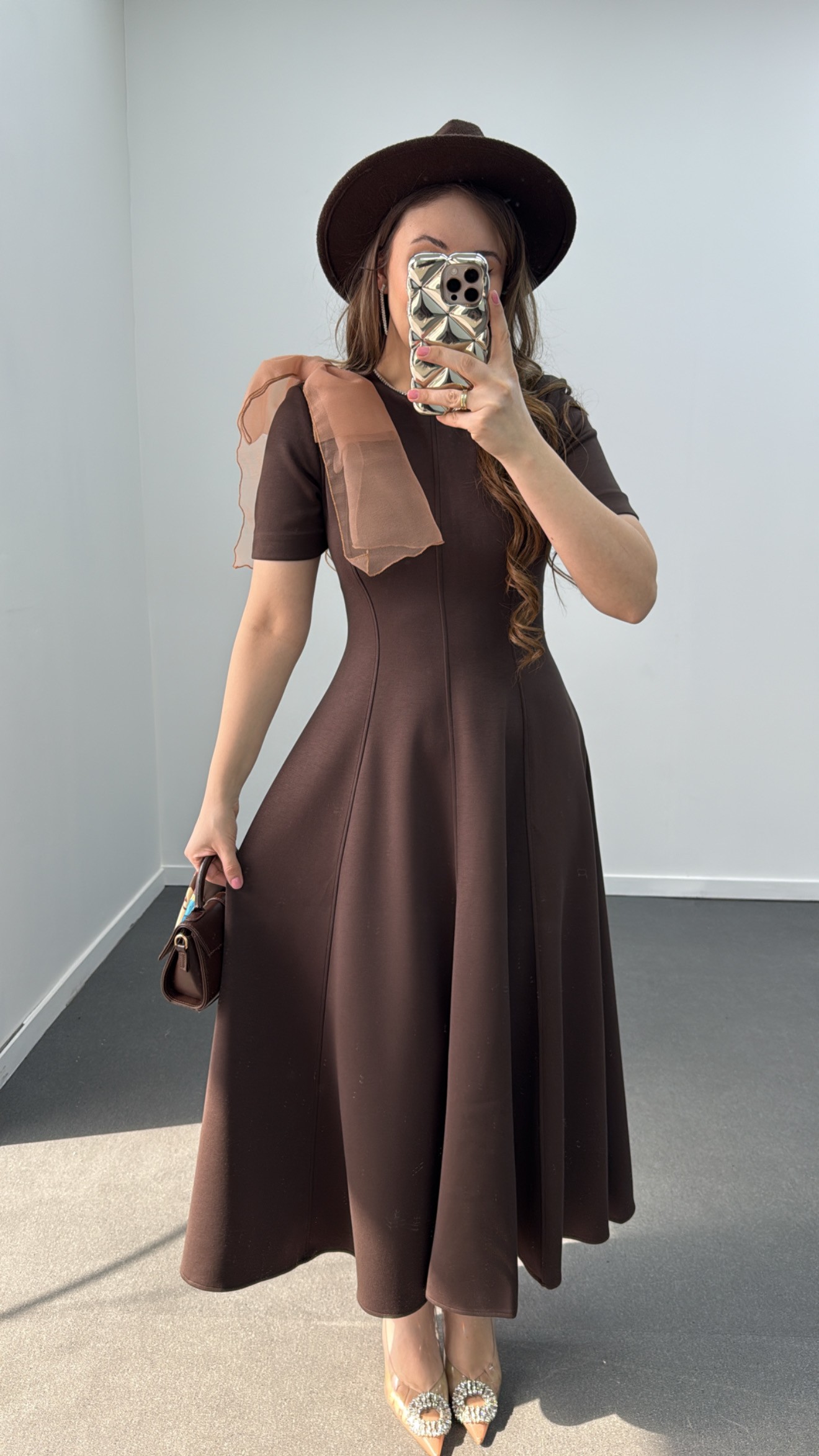 Princess Kahve Fiyonklu Premium Elbise