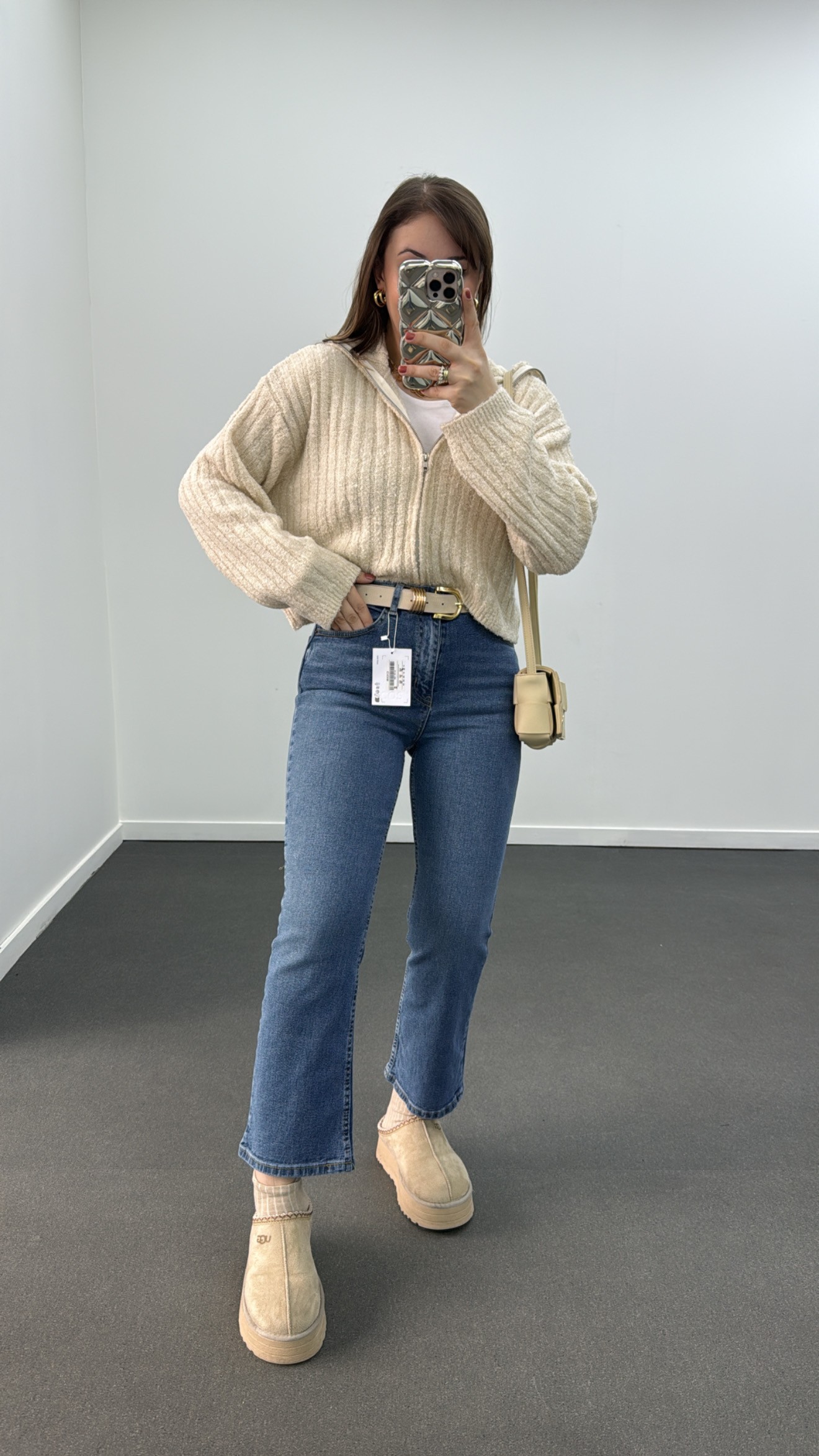CS Kot Renk Crop Flare Jeans