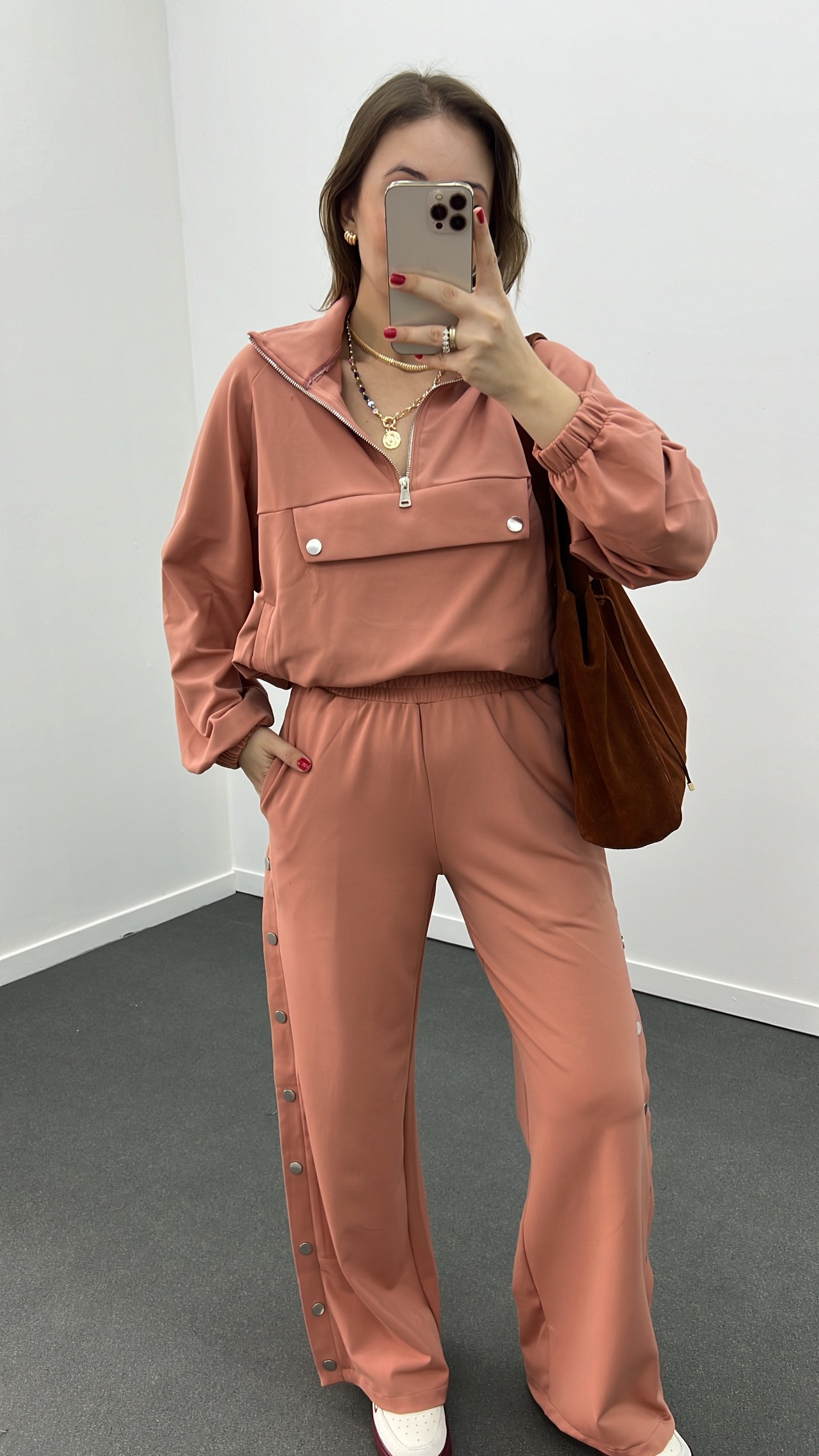 Set de pantaloni pentru hanorac Ambre Dusty Rose, super flexibil, din material moale
