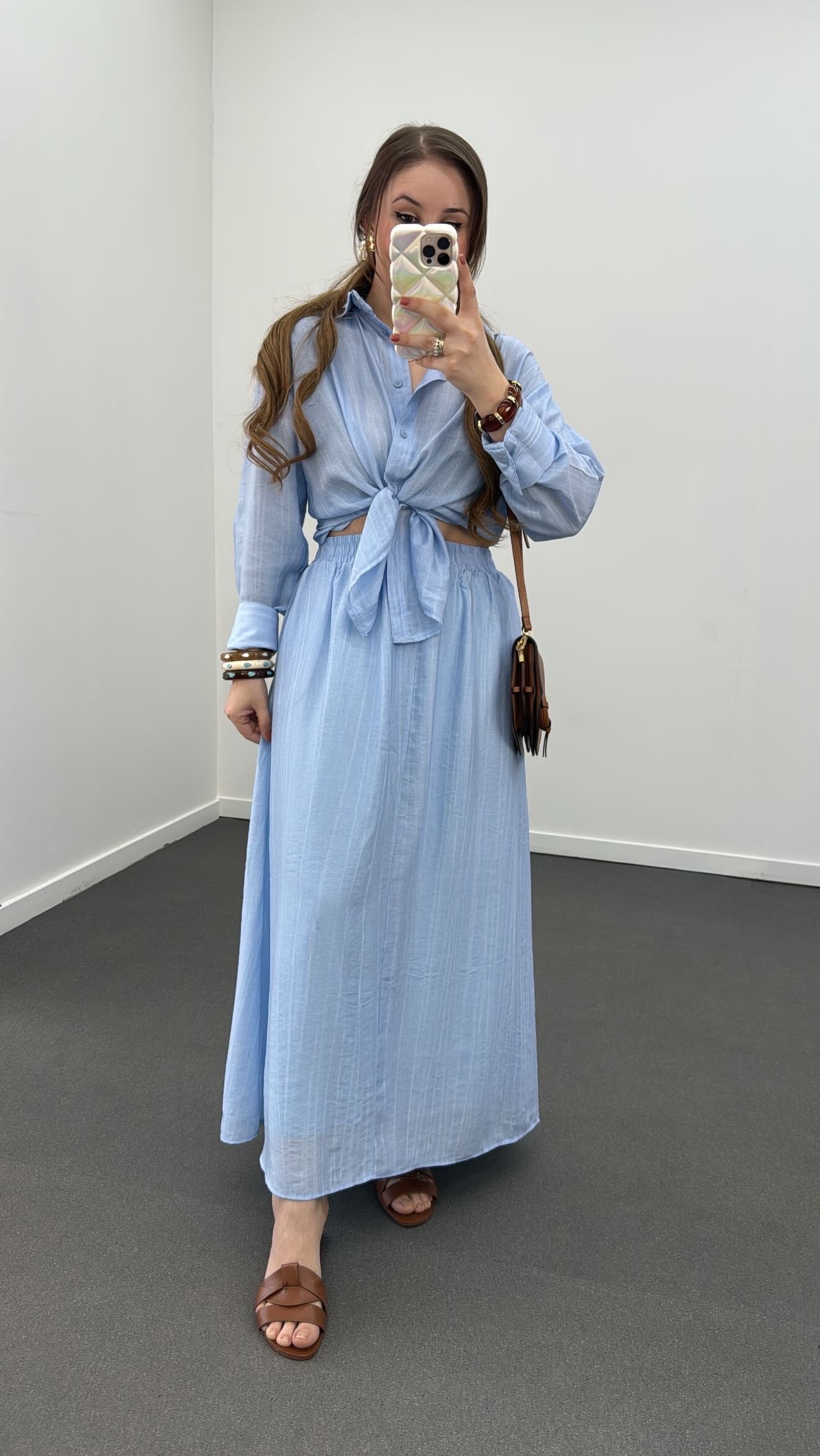 Fusta Maxi Hestia Blue Tencel