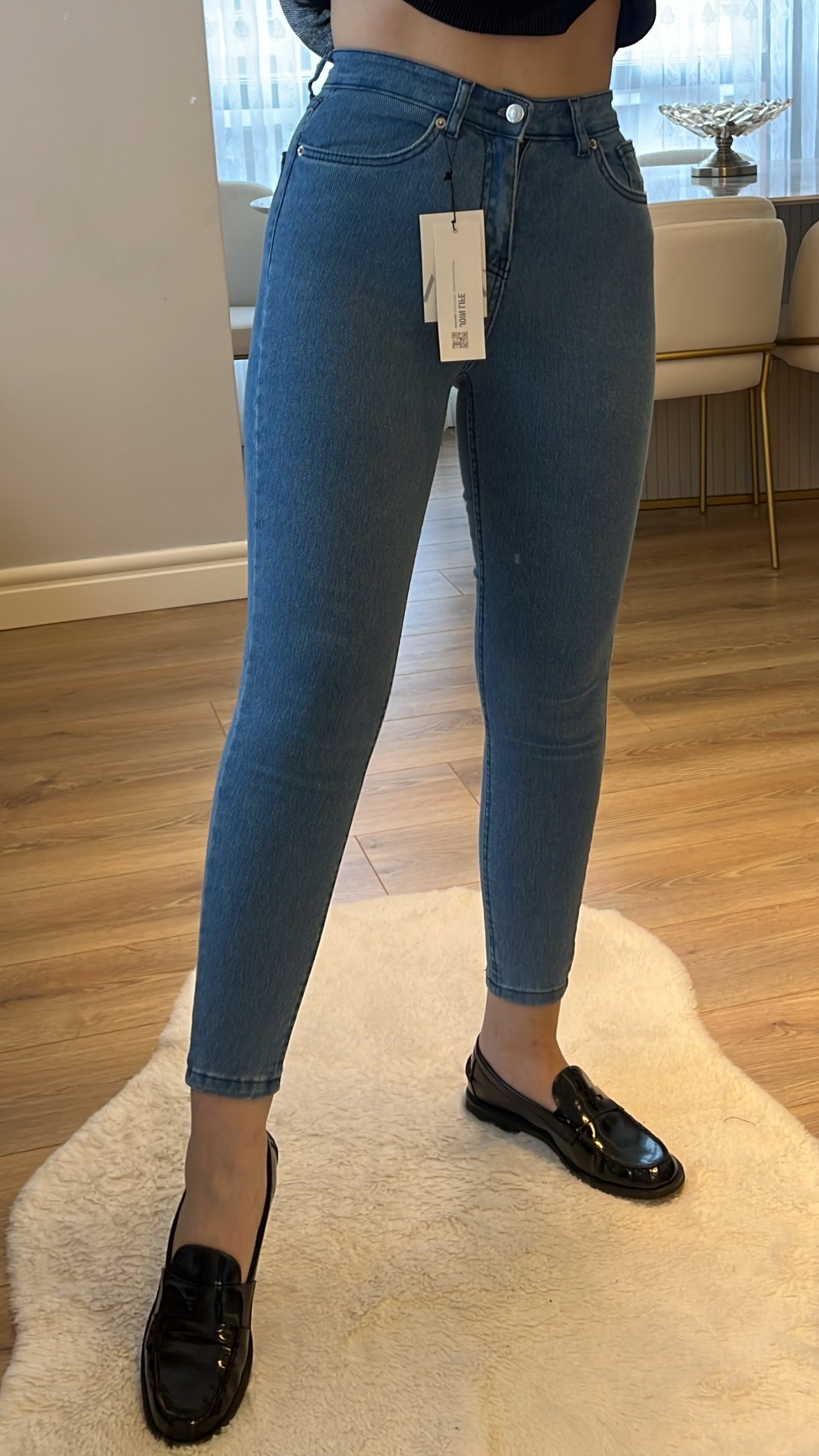 ZR Kot Renk Kışlık Kalın Kumaş Yüksek Bel Full Likralı Skinny Jeans