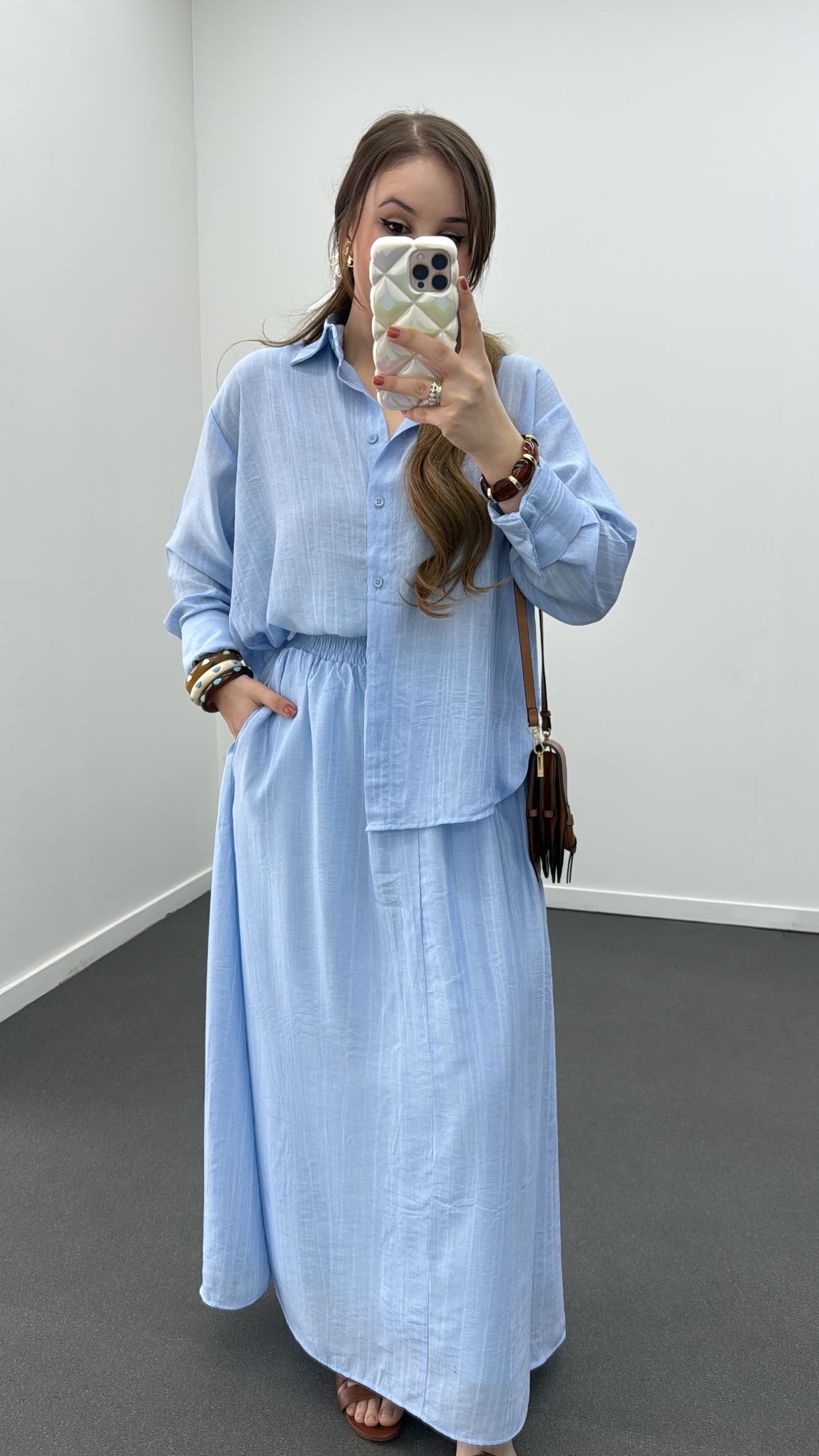 Fusta Maxi Hestia Blue Tencel