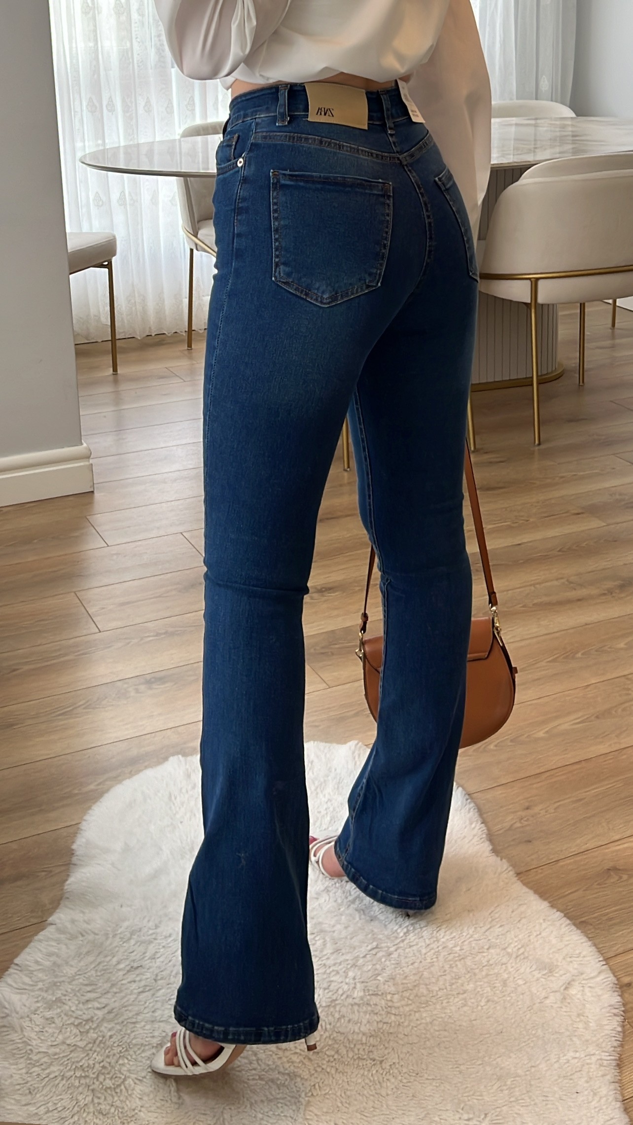 ZR Lacivert Extra Yüksek Bel Full Likralı Flare Jeans