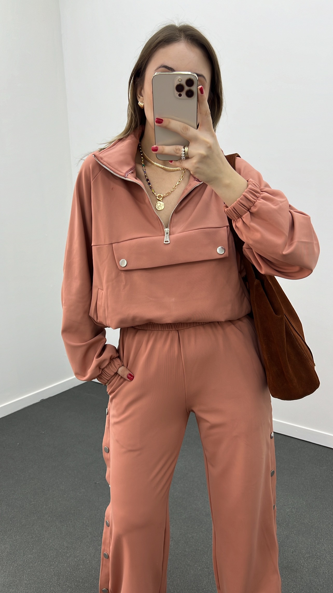 Set de pantaloni pentru hanorac Ambre Dusty Rose, super flexibil, din material moale