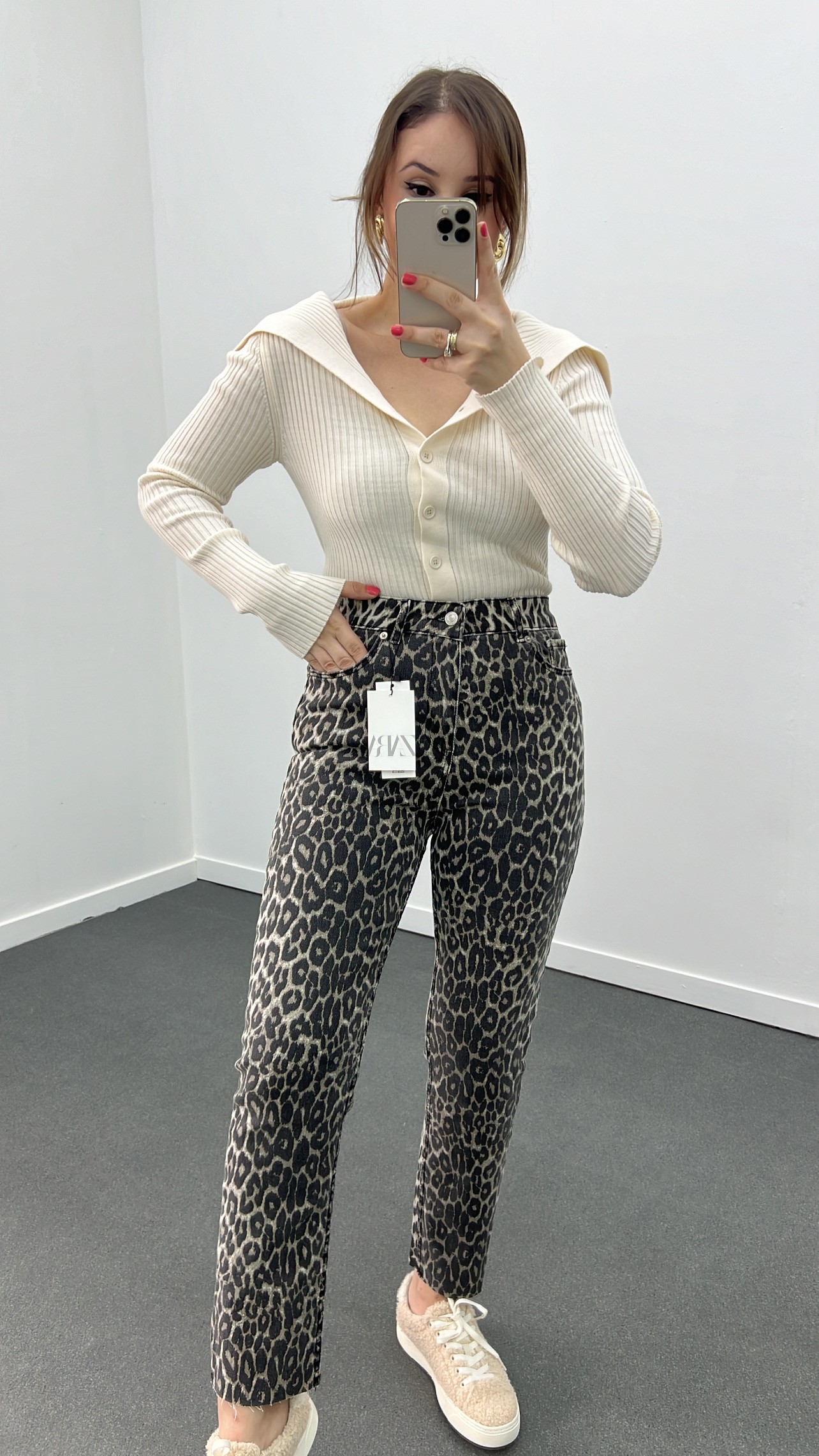 Juliet Leopar Kot Yüksek Bel Slim Fit Jean