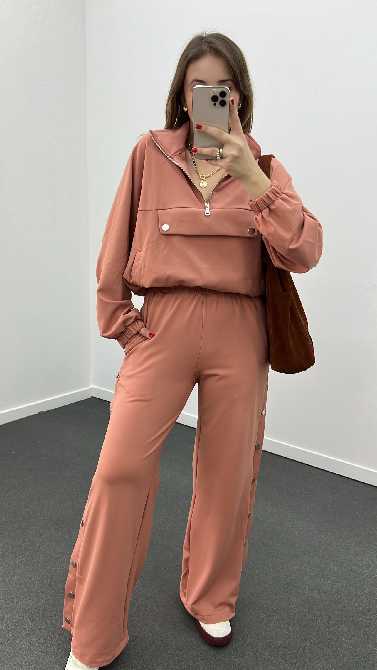 Set de pantaloni pentru hanorac Ambre Dusty Rose, super flexibil, din material moale