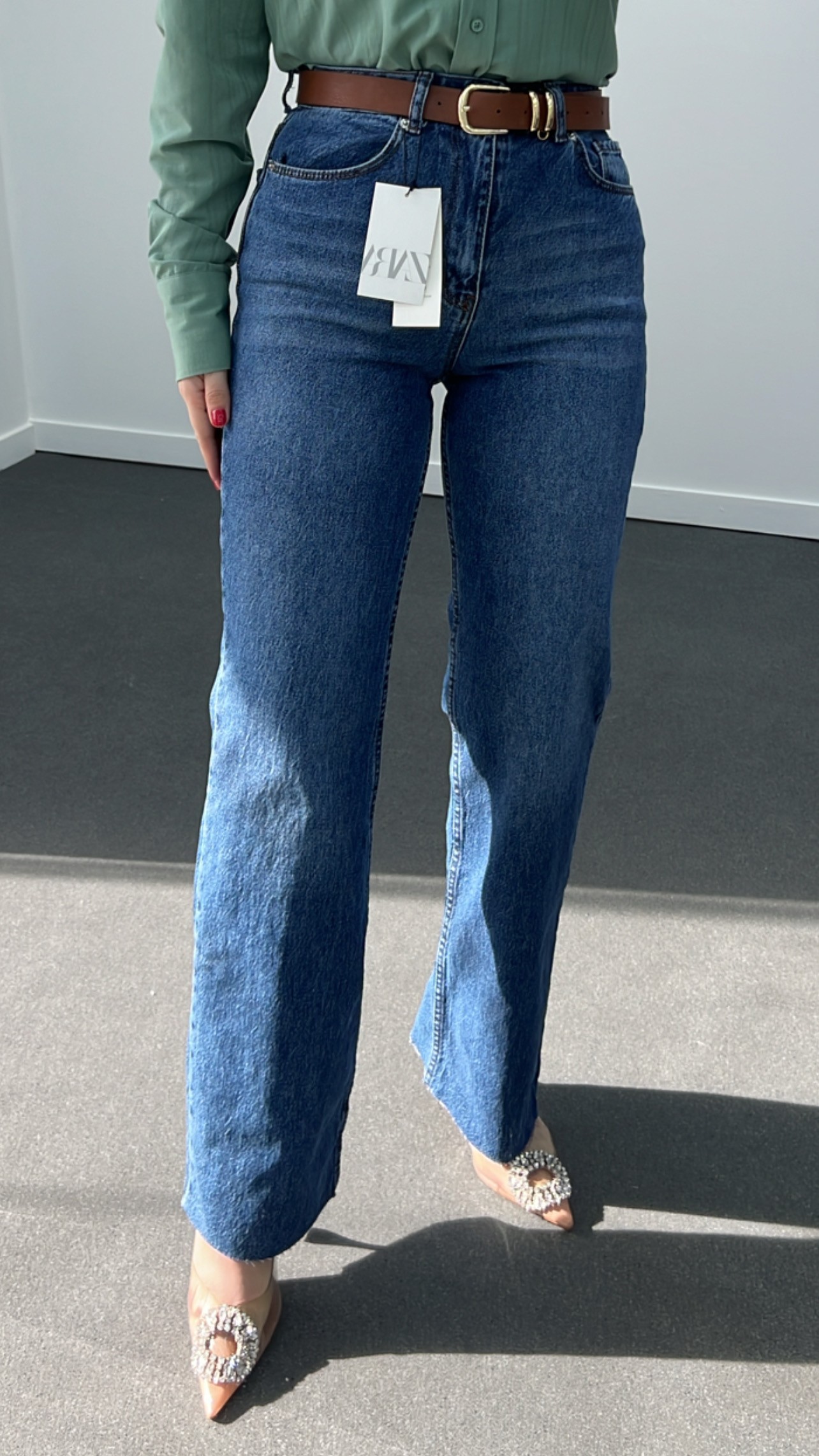 Roma Koyu Kot Yıkamalı Wide Leg Jeans