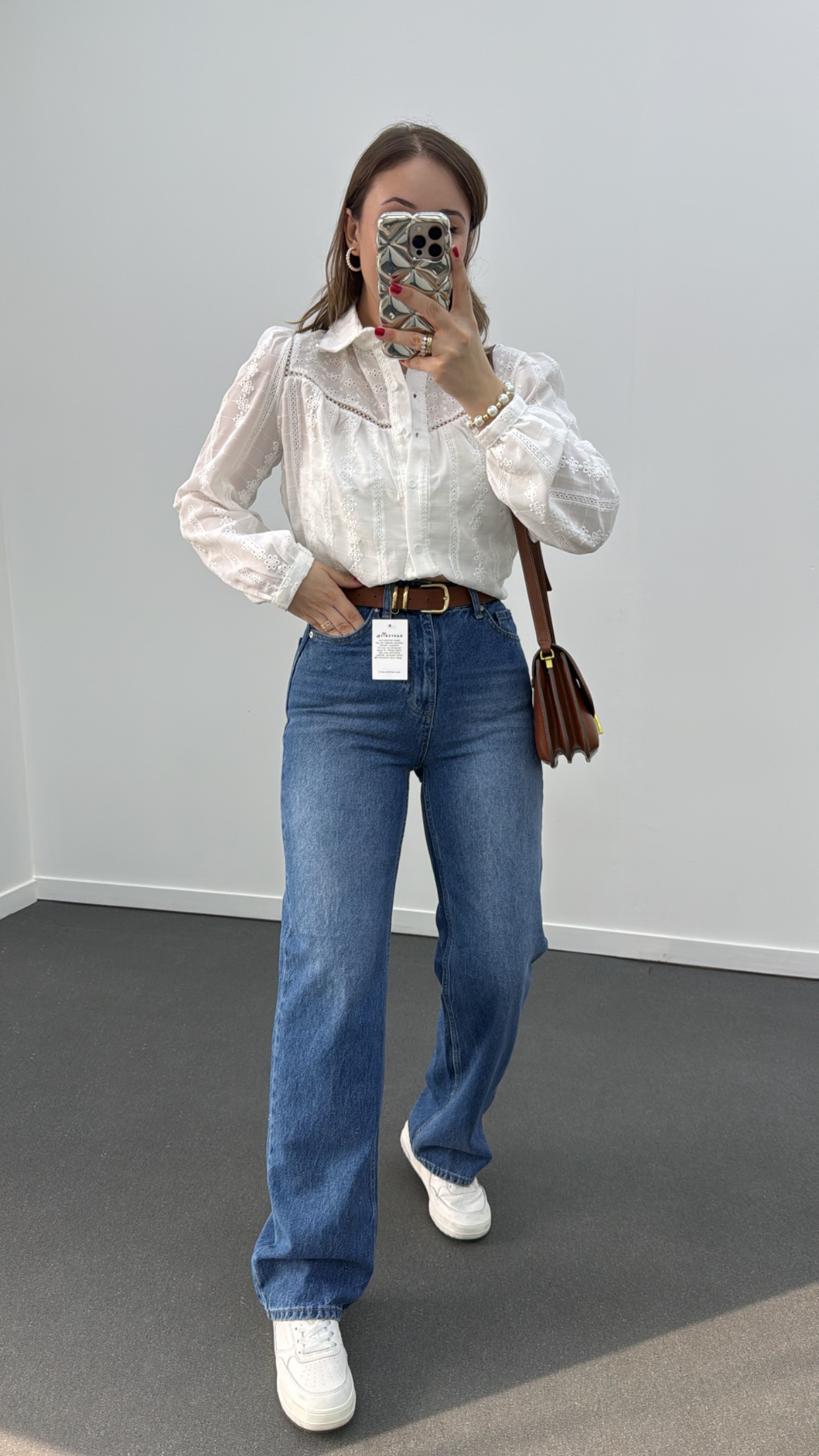 Blugi lați cu talie super înaltă și spalat din denim Miami