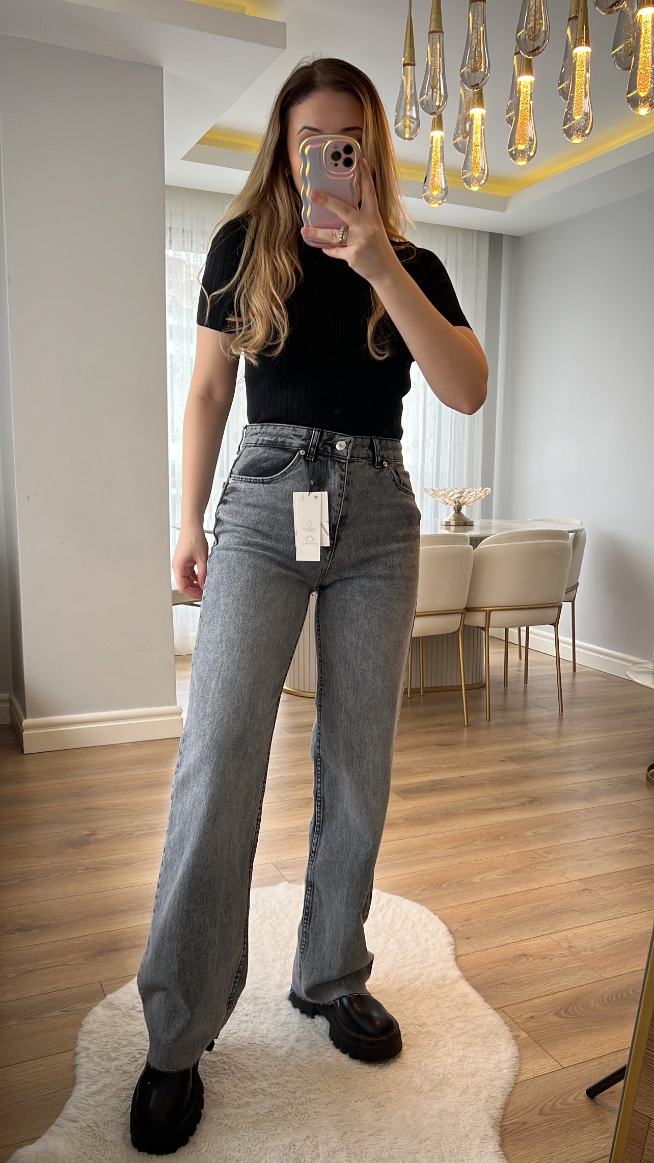 Olivia Gri Yıkama 90's Straight Vintage Jeans