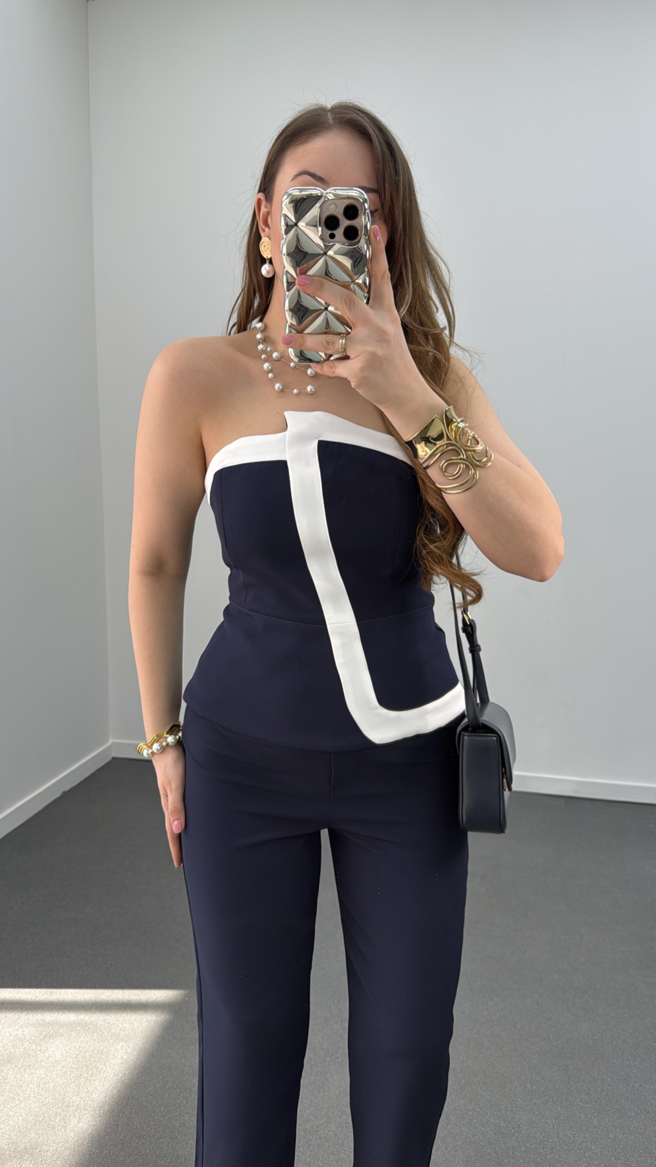 Viyana Lacivert Bluz ve Pantolon Takımı