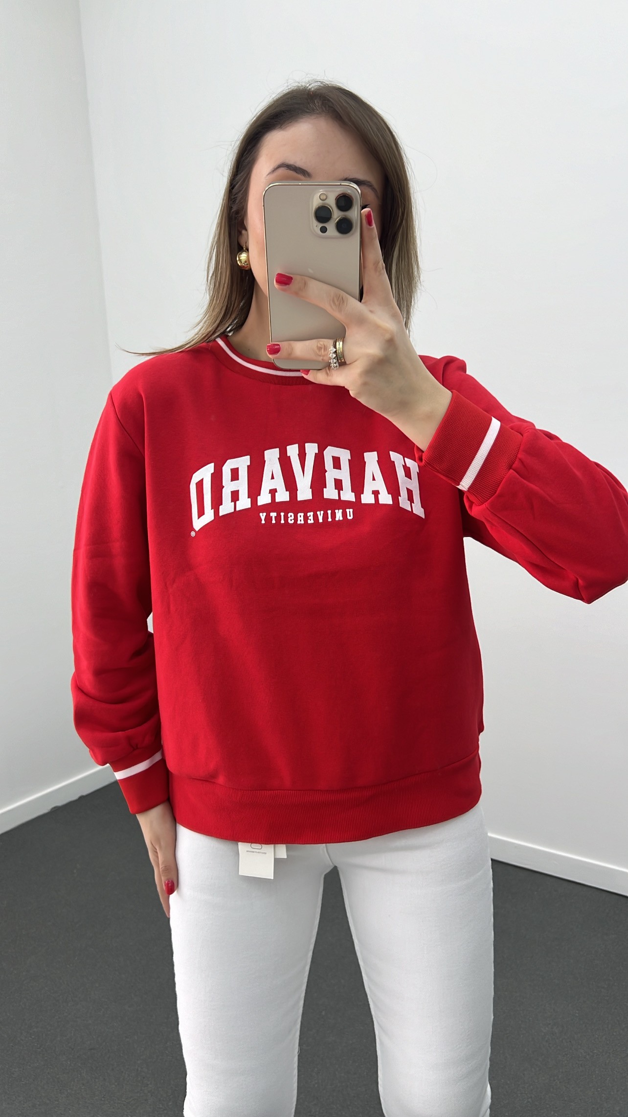 Harvard Uni Kırmızı Sweatshirt 