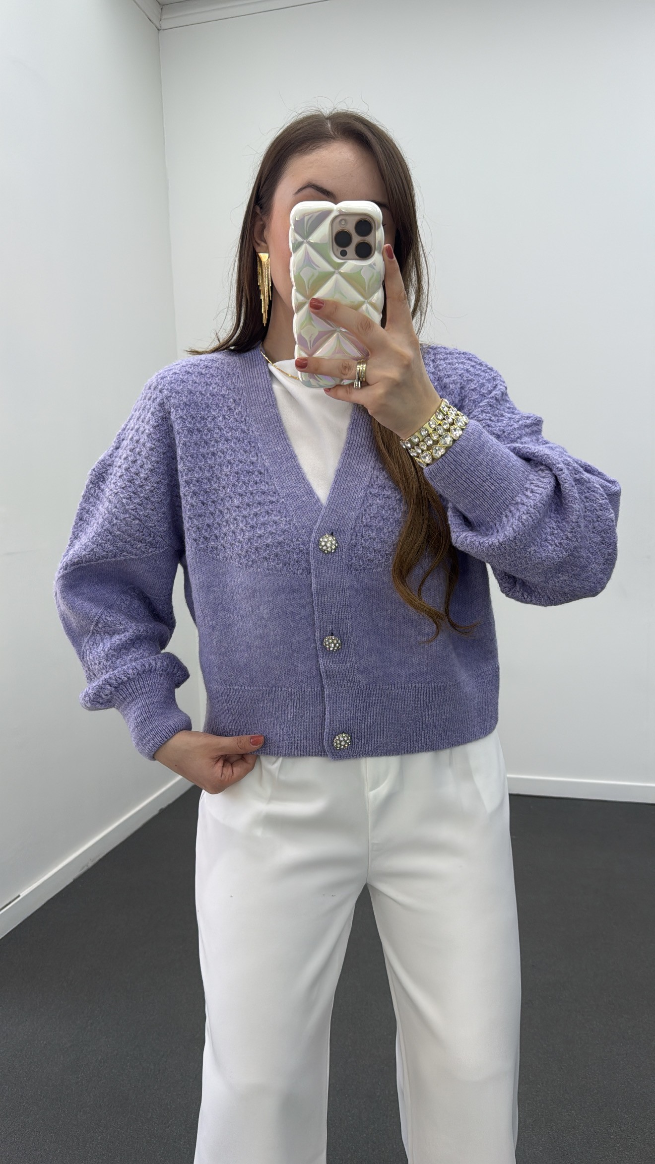 Cardigan accesoriu Laila Purple Stone