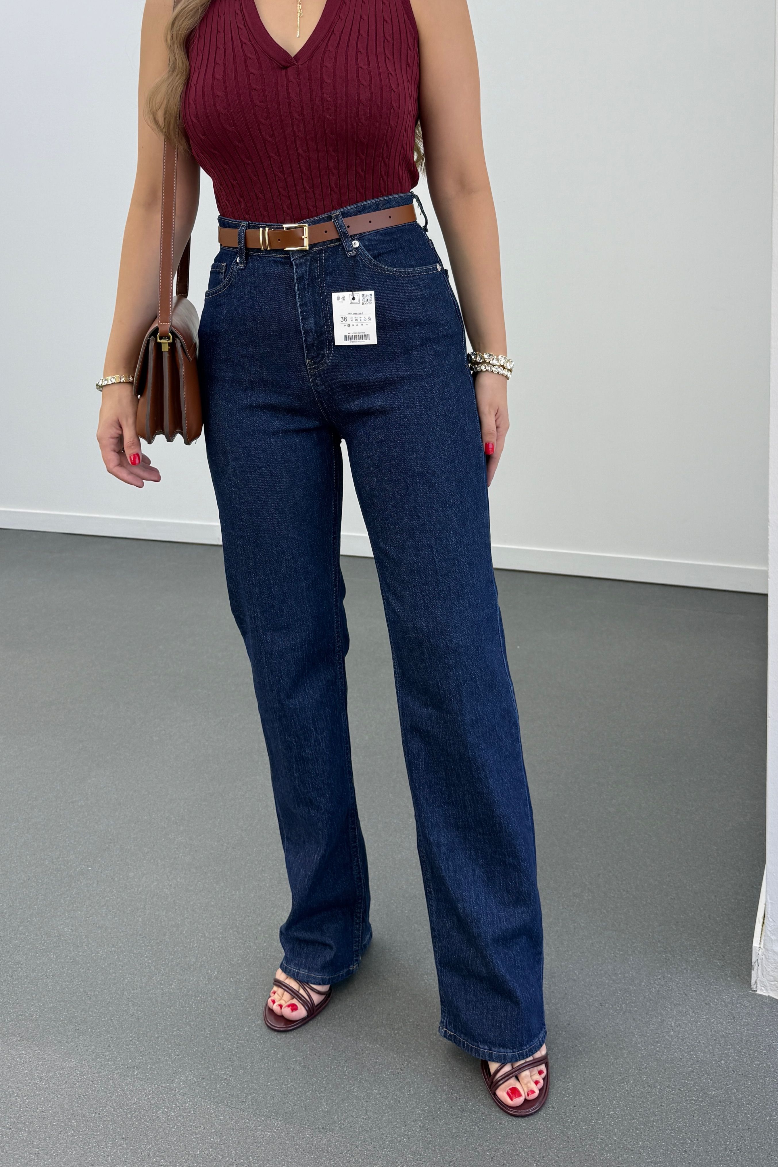 Miami Dark Yıkamalı Süper Yüksek Bel Wide Leg Jeans